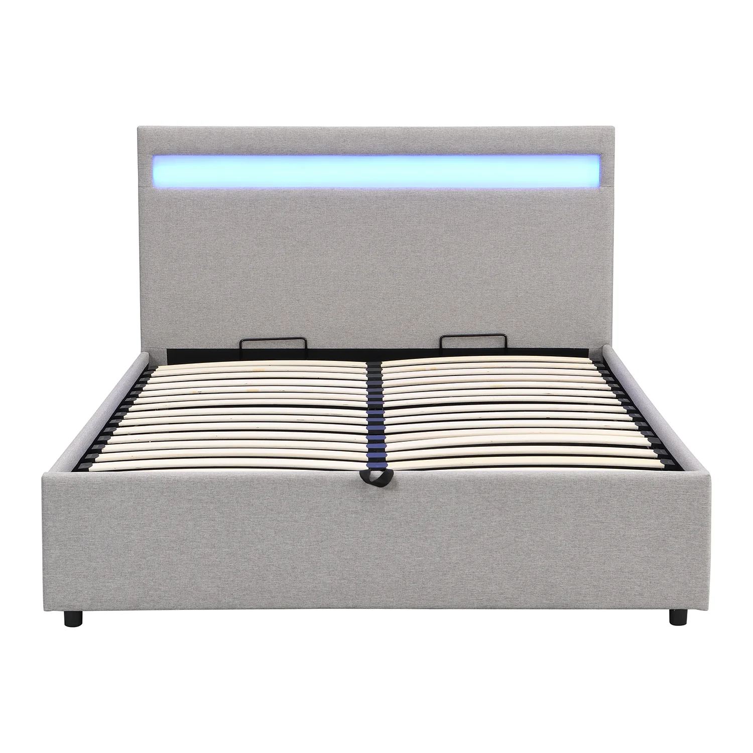 Pimlico End Opening Ottoman Storage Bed Frame with Multi-colour LED Headboard (Grey Fabric) - Image 4