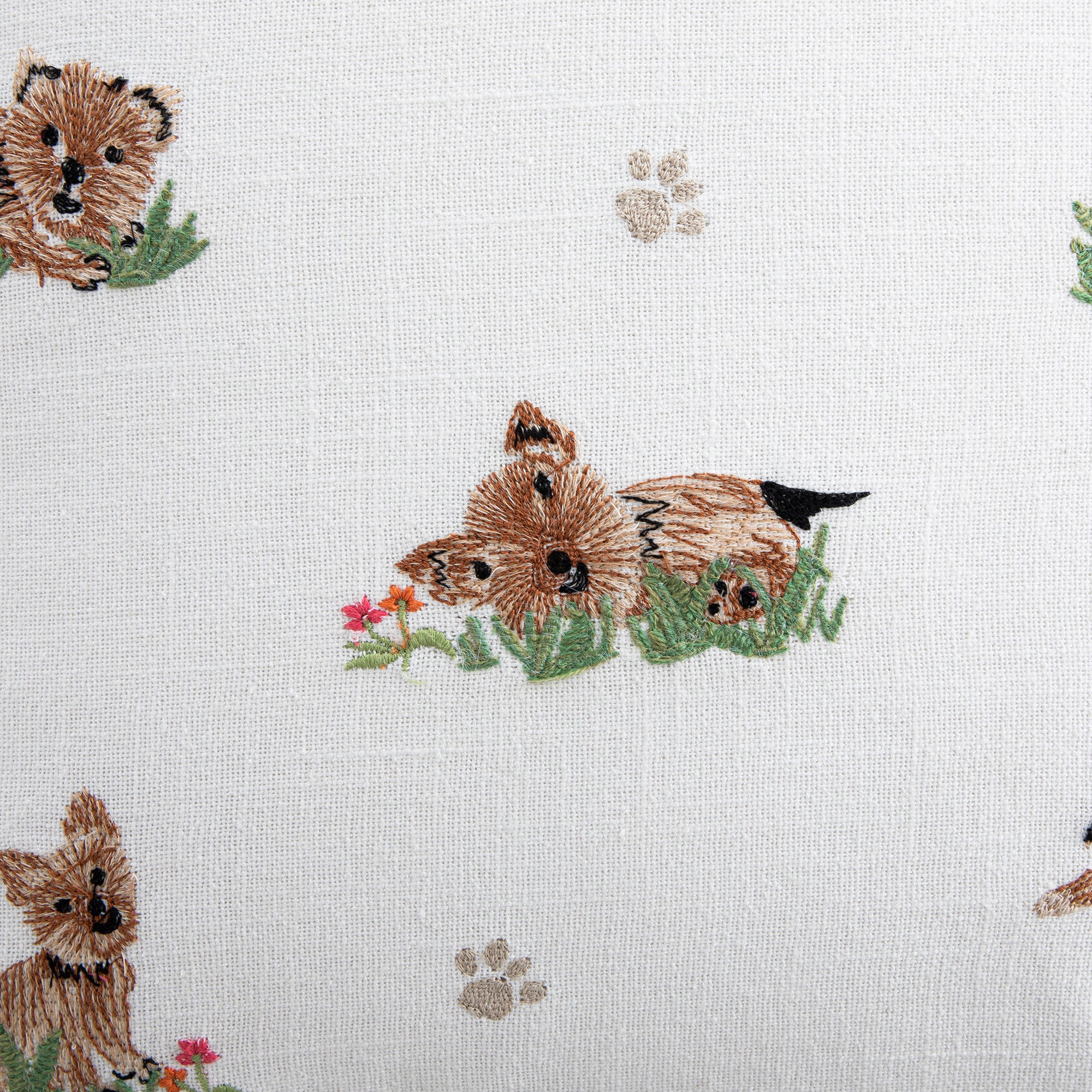 Whimsical Animals Playful Pooches Hand Embroidered Cushion - Image 6