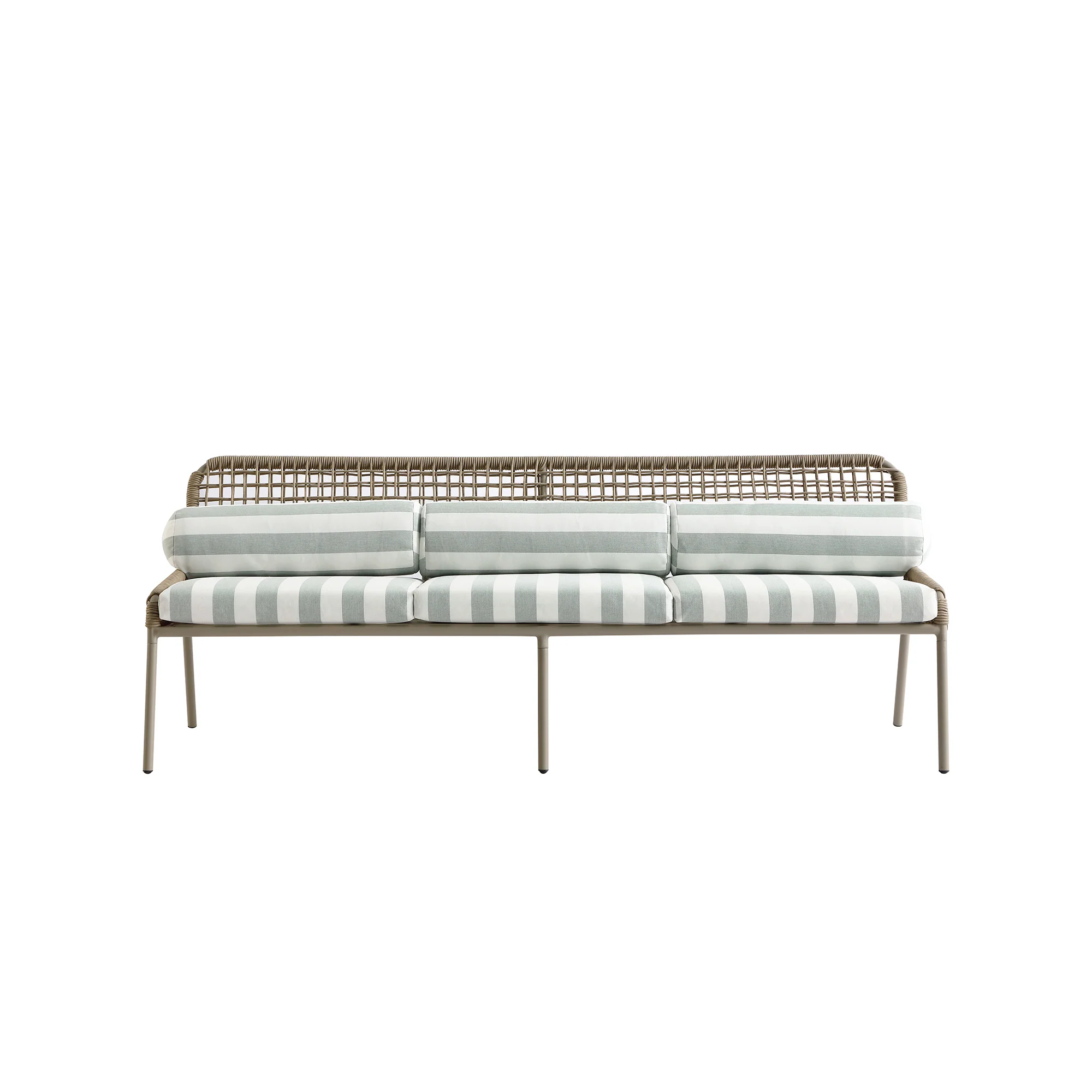 Pomona Rope Weave 5-Seater Sofa Set, Sage Striped Fabric with Taupe Frame - Image 14