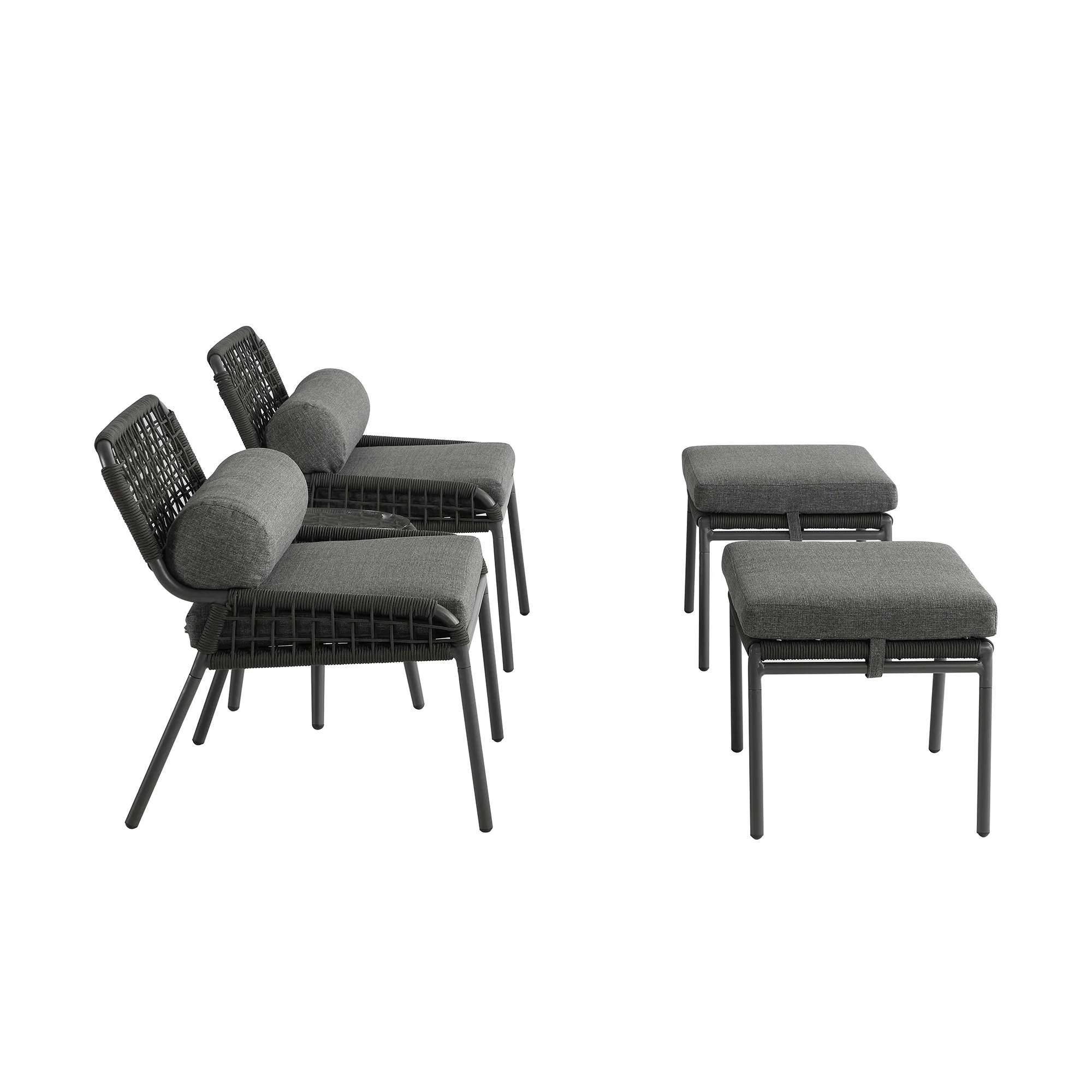 Pomona Rope Weave Bistro Set, Dark Grey Fabric with Black Frame - Image 13