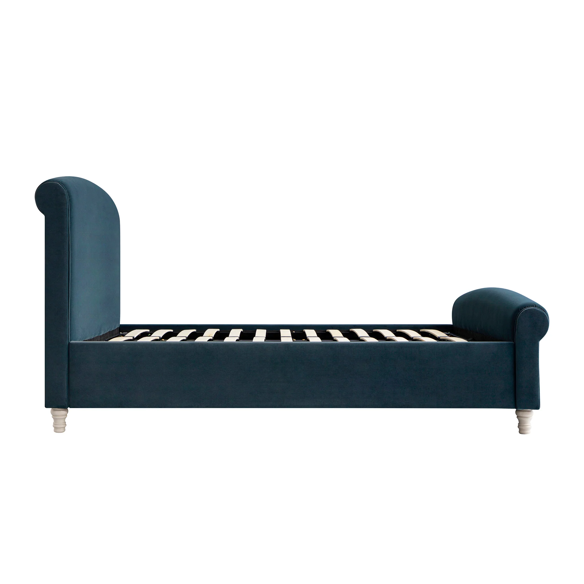 Porchester Ottoman Storage Sleigh Bed, Aegean Blue Velvet - Image 13