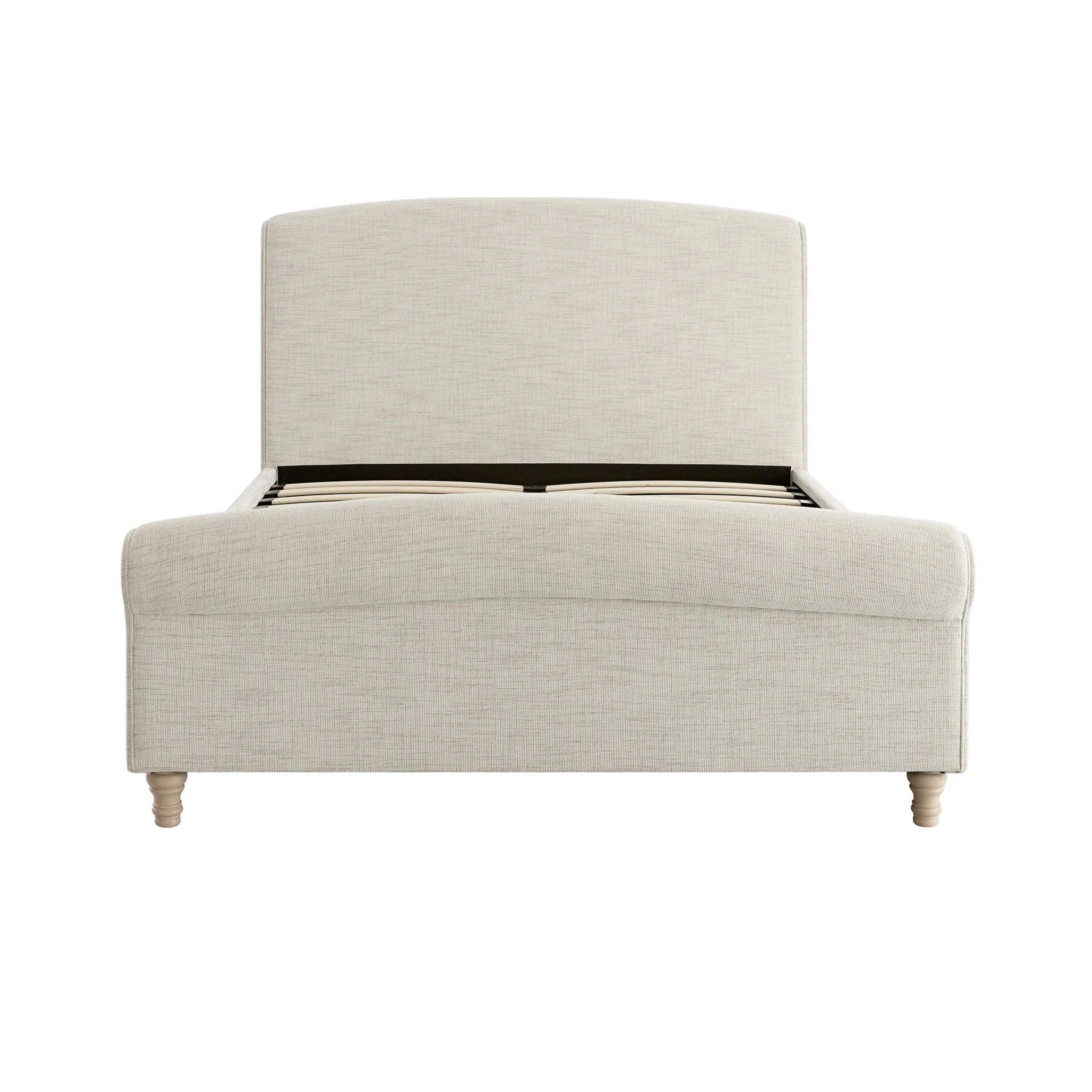Porchester Ottoman Storage Sleigh Bed, Oatmeal Woven Textured Fabric - Image 10