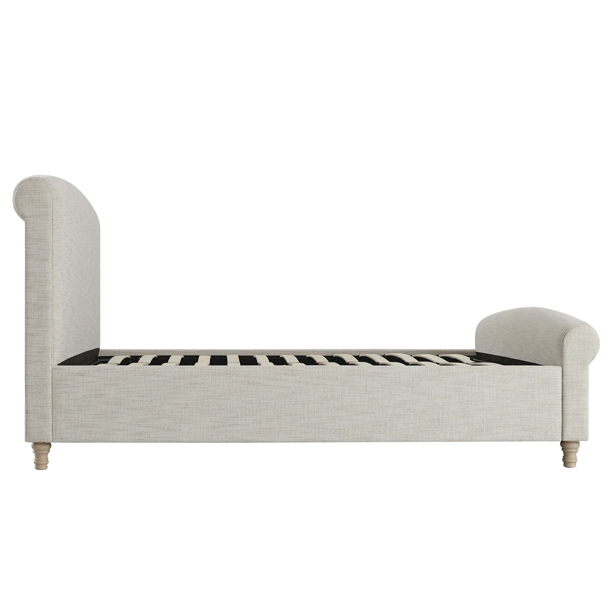 Porchester Ottoman Storage Sleigh Bed, Oatmeal Woven Textured Fabric - Image 15