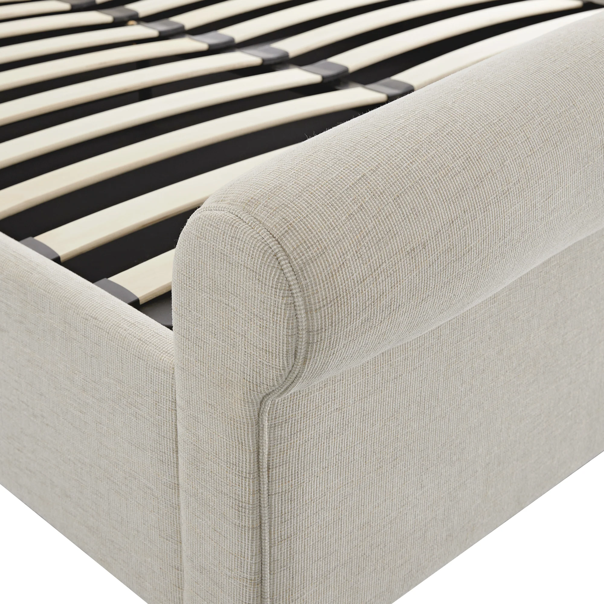 Porchester Ottoman Storage Sleigh Bed, Oatmeal Woven Textured Fabric - Image 18