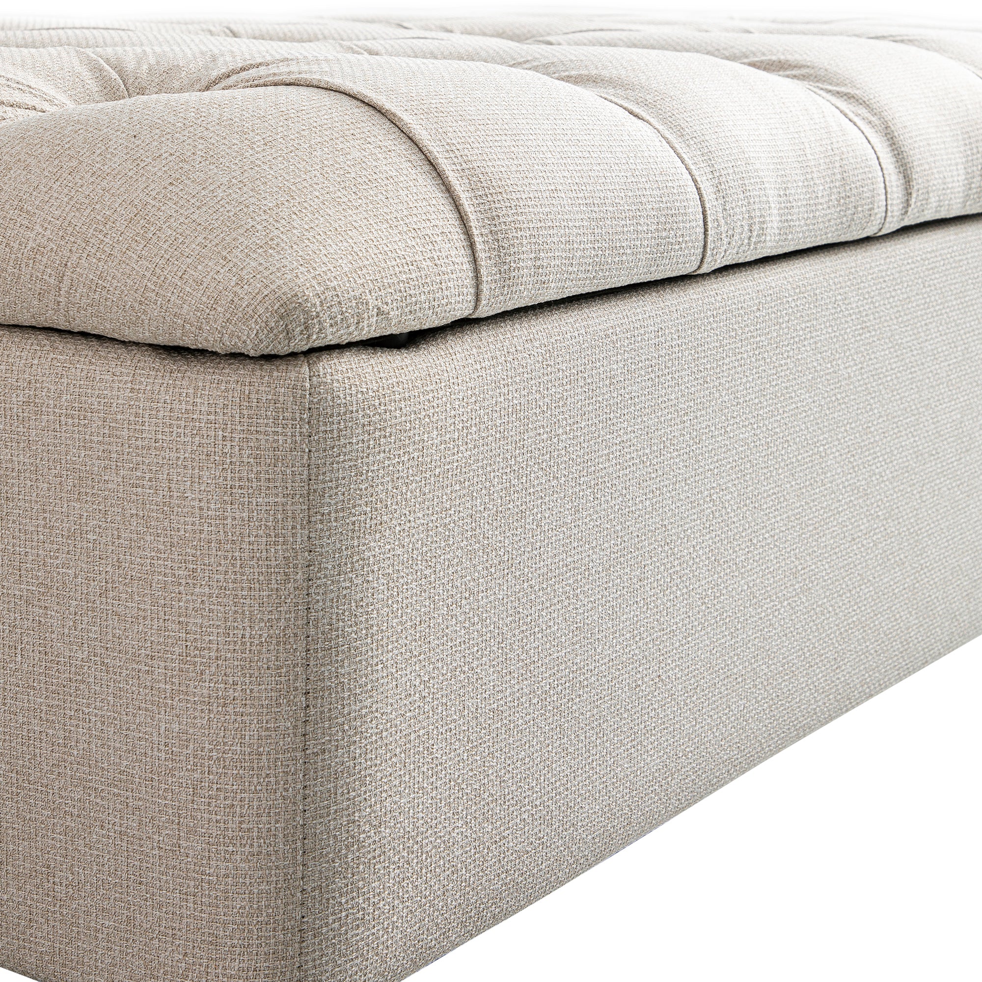 Portland Small Double Buttoned Fold-Out Bed in Ottoman, Beige Woven Fabric - Image 17