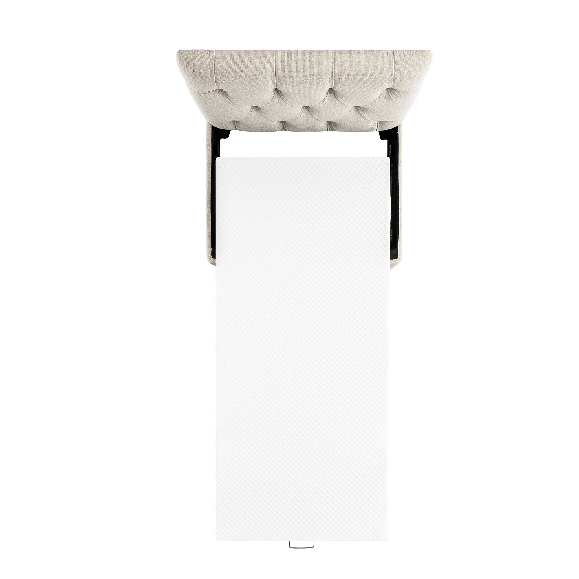 Portland Single Buttoned Fold-Out Bed in Ottoman, Beige Woven Fabric - Image 14