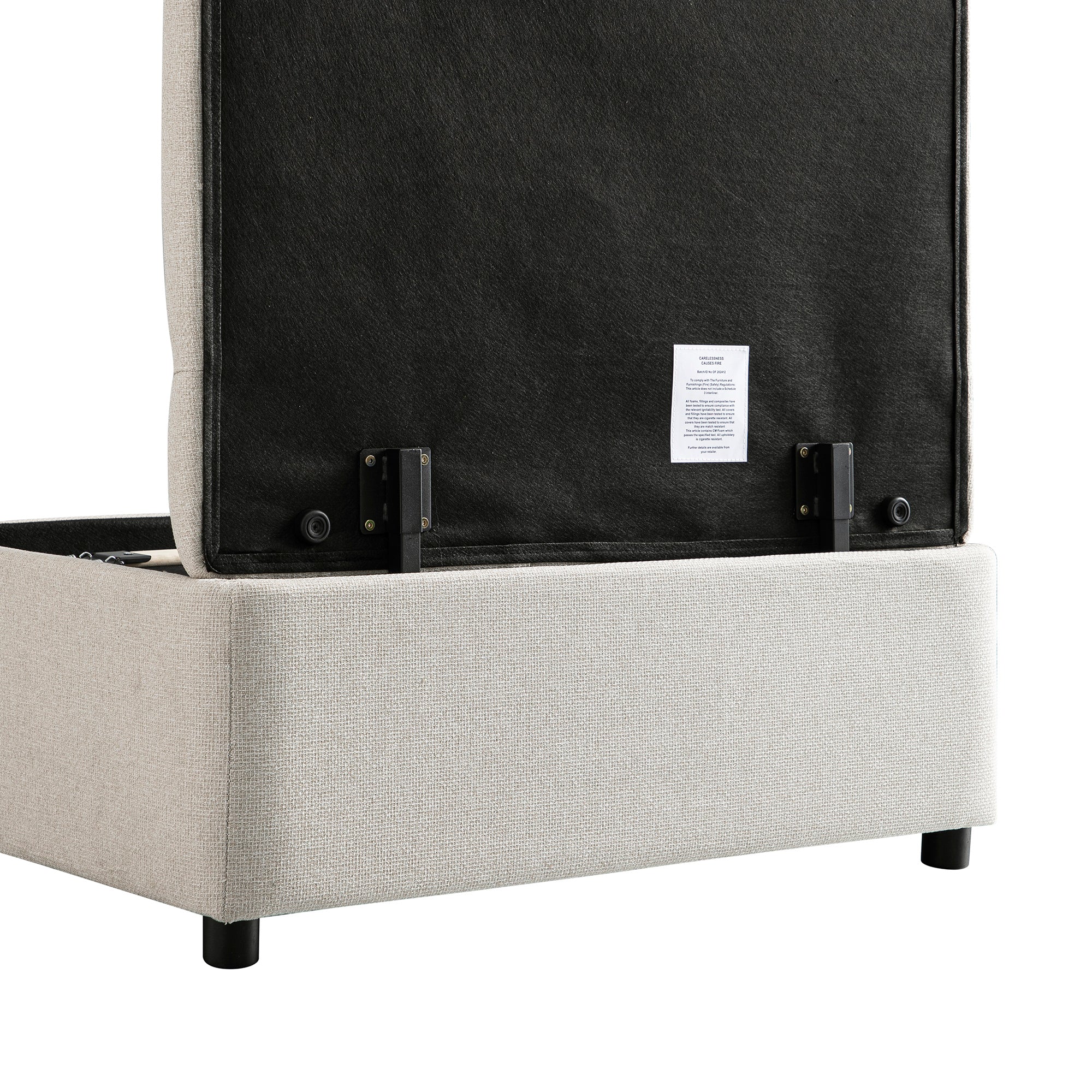 Portland Single Buttoned Fold-Out Bed in Ottoman, Beige Woven Fabric - Image 18