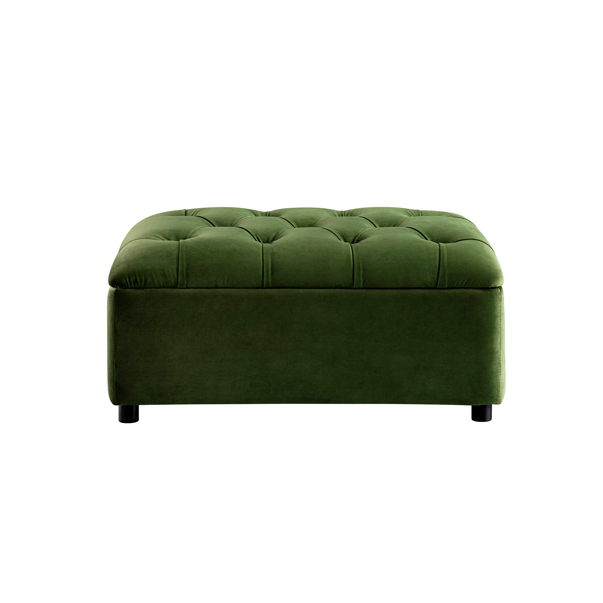 Portland Single Buttoned Fold-Out Bed in Ottoman, Moss Green Velvet - Image 11