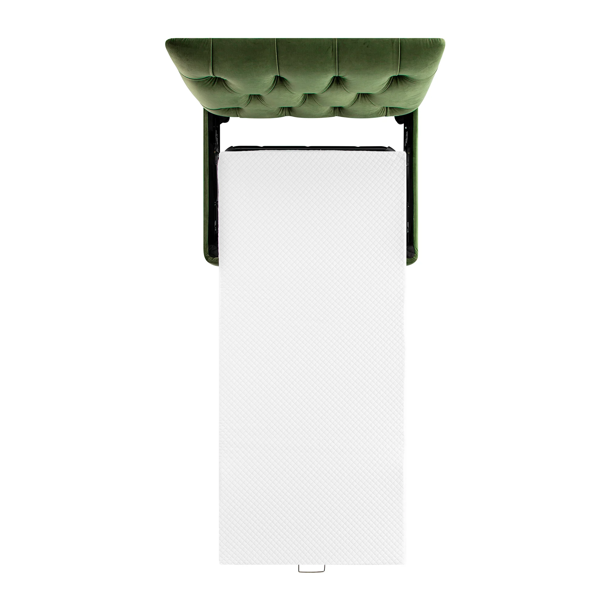 Portland Single Buttoned Fold-Out Bed in Ottoman, Moss Green Velvet - Image 14