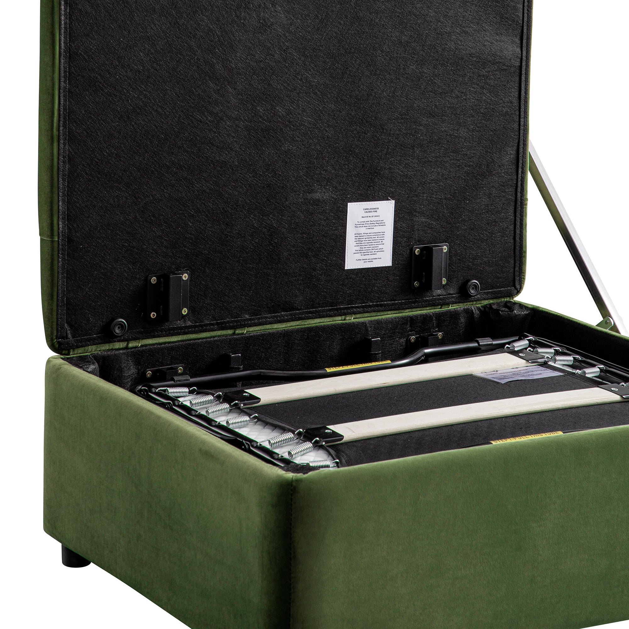 Portland Single Buttoned Fold-Out Bed in Ottoman, Moss Green Velvet - Image 16
