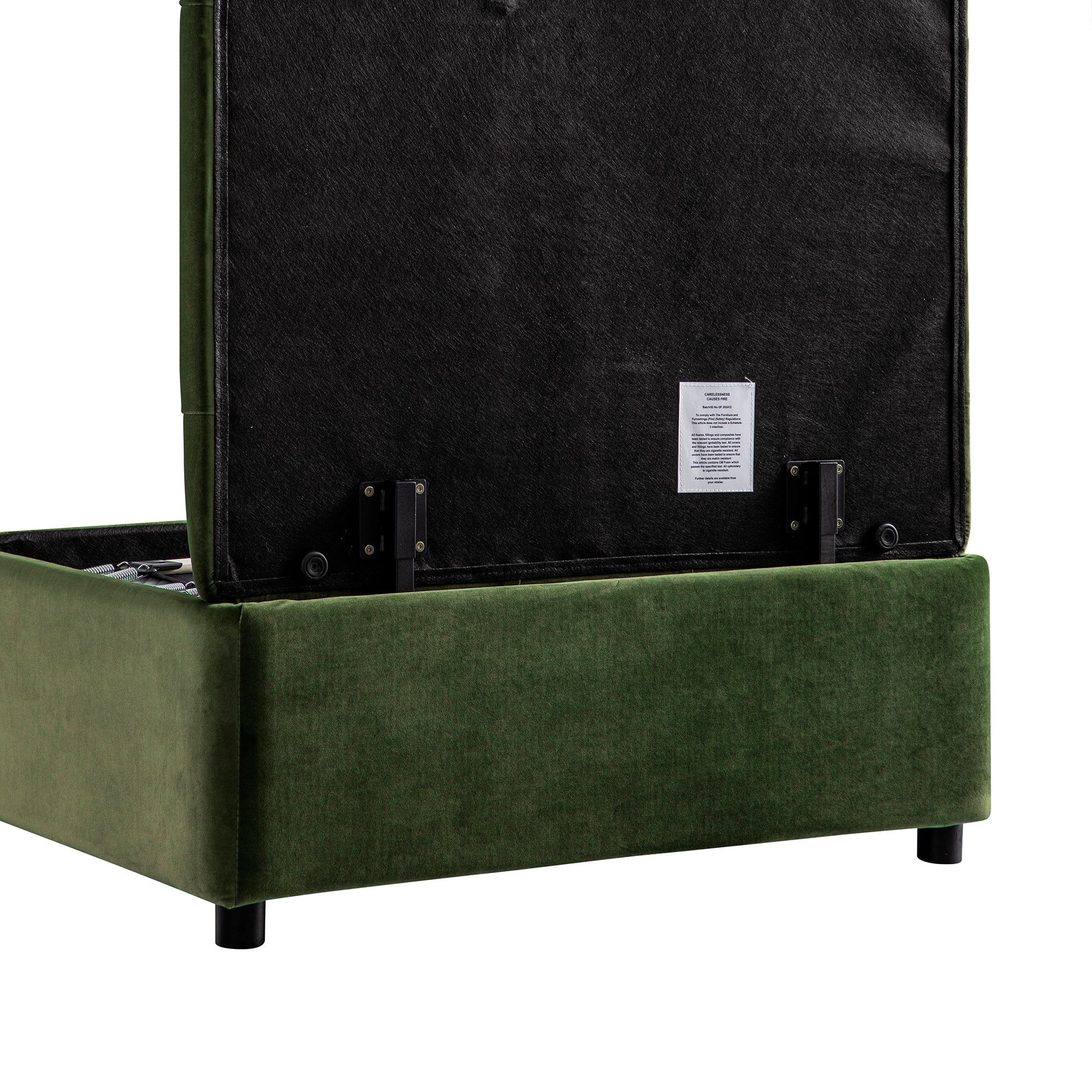 Portland Single Buttoned Fold-Out Bed in Ottoman, Moss Green Velvet - Image 17