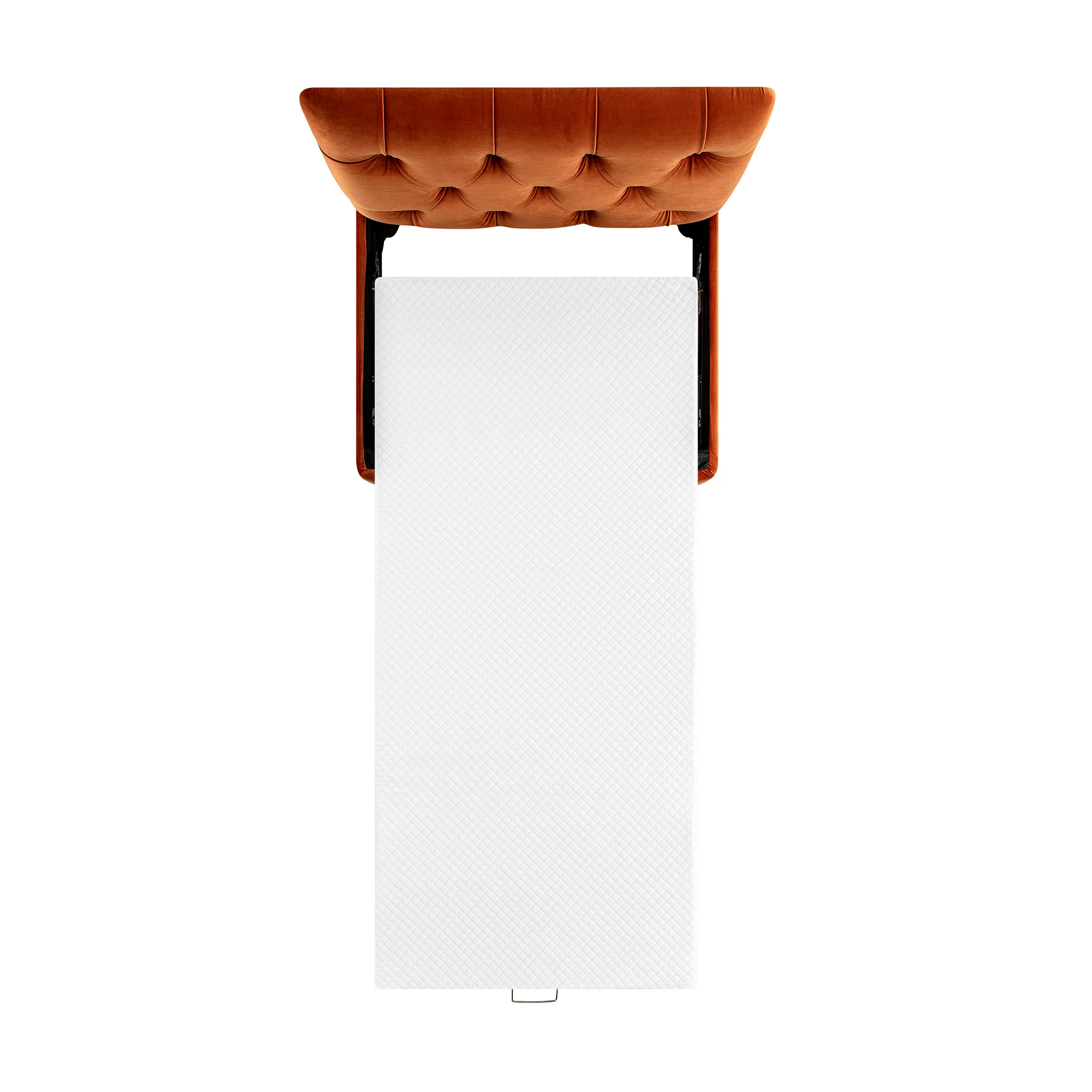 Portland Single Buttoned Fold-Out Bed in Ottoman, Rust Velvet - Image 14