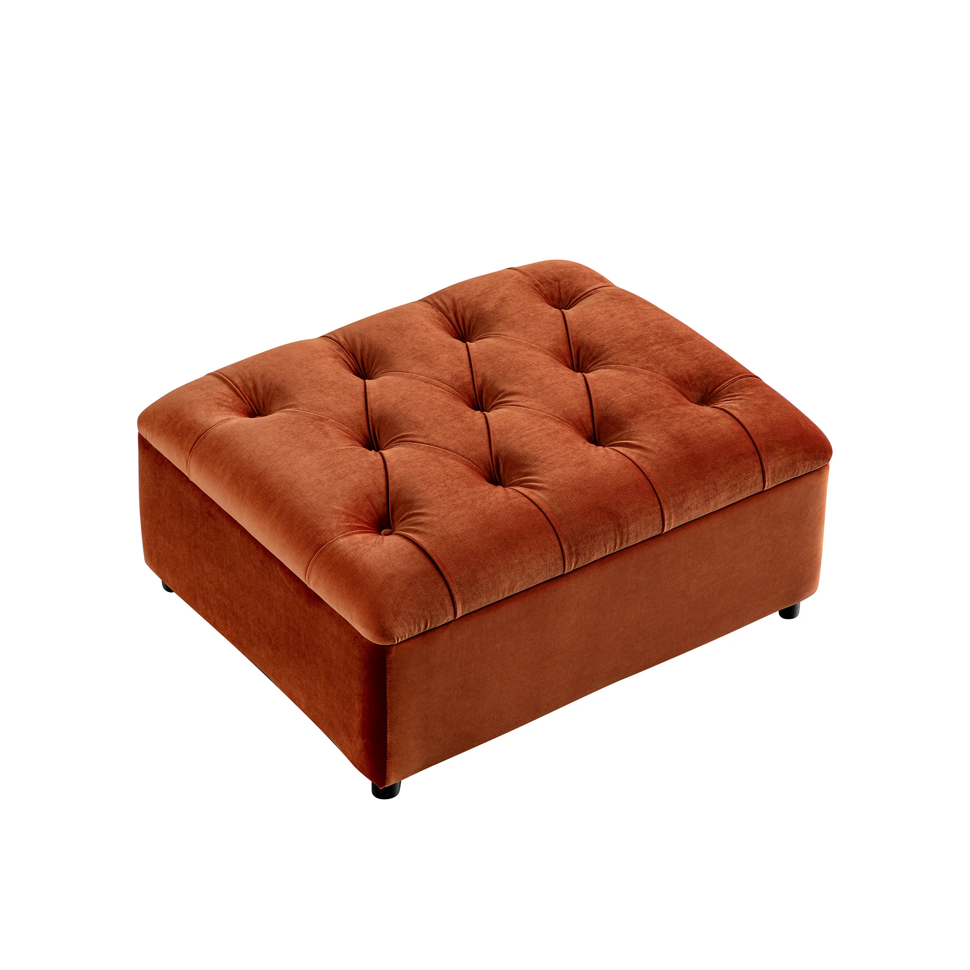 Portland Single Buttoned Fold-Out Bed in Ottoman, Rust Velvet - Image 15