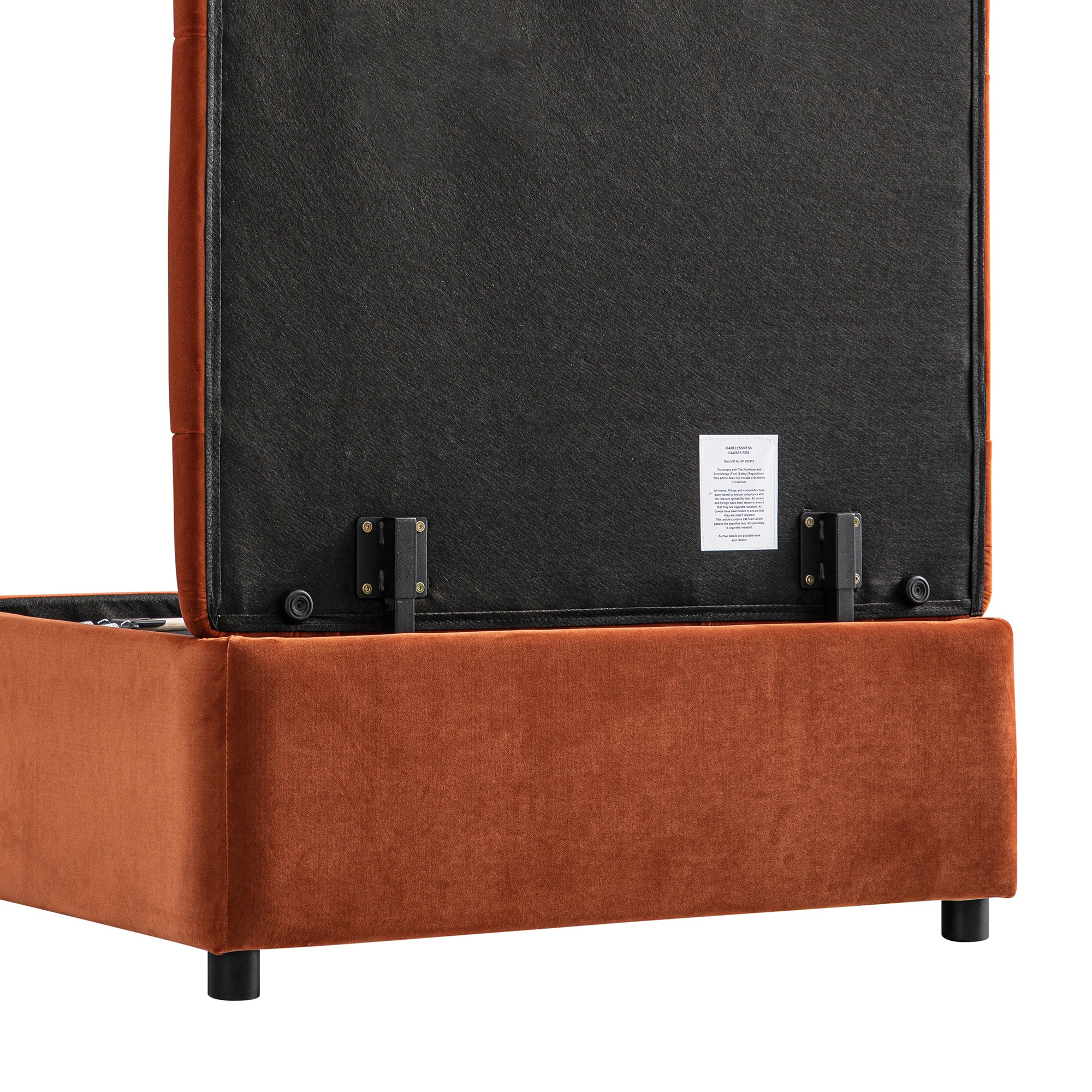 Portland Single Buttoned Fold-Out Bed in Ottoman, Rust Velvet - Image 18