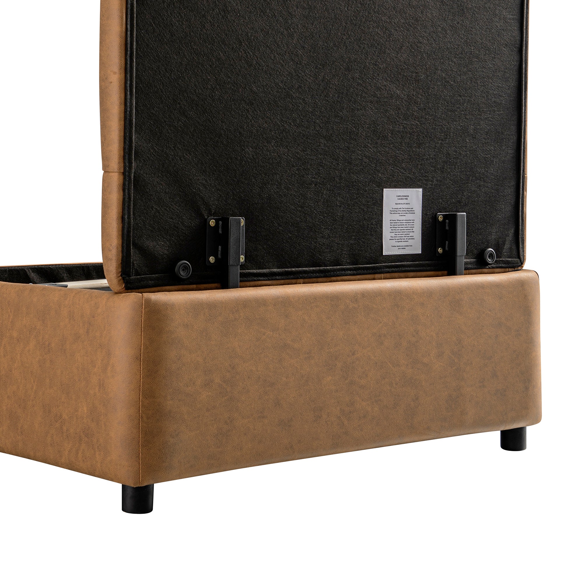 Portland Single Buttoned Fold-Out Bed in Ottoman, Tan Faux Suede - Image 20
