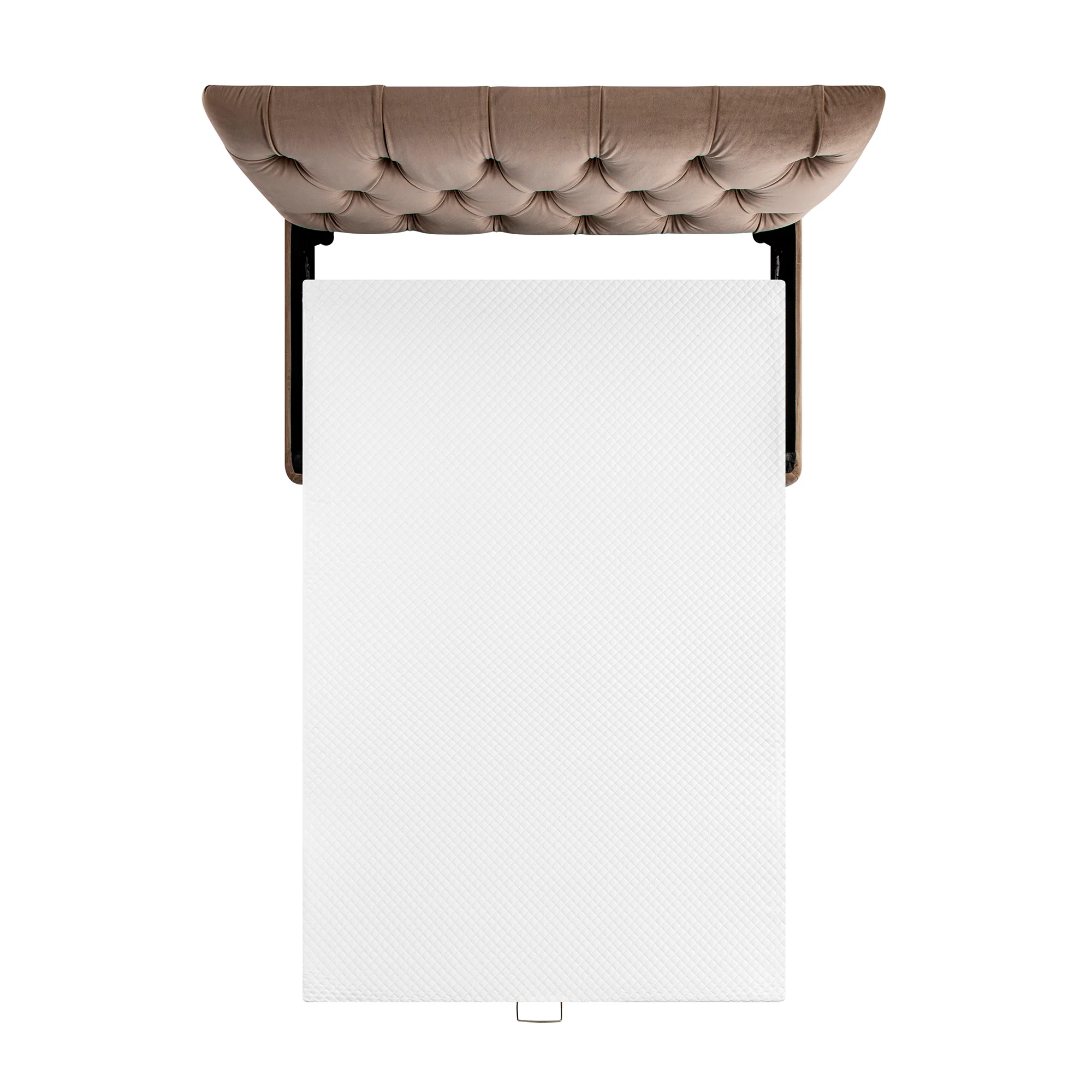 Portland Small Double Buttoned Fold-Out Bed in Ottoman, Mink Velvet - Image 15