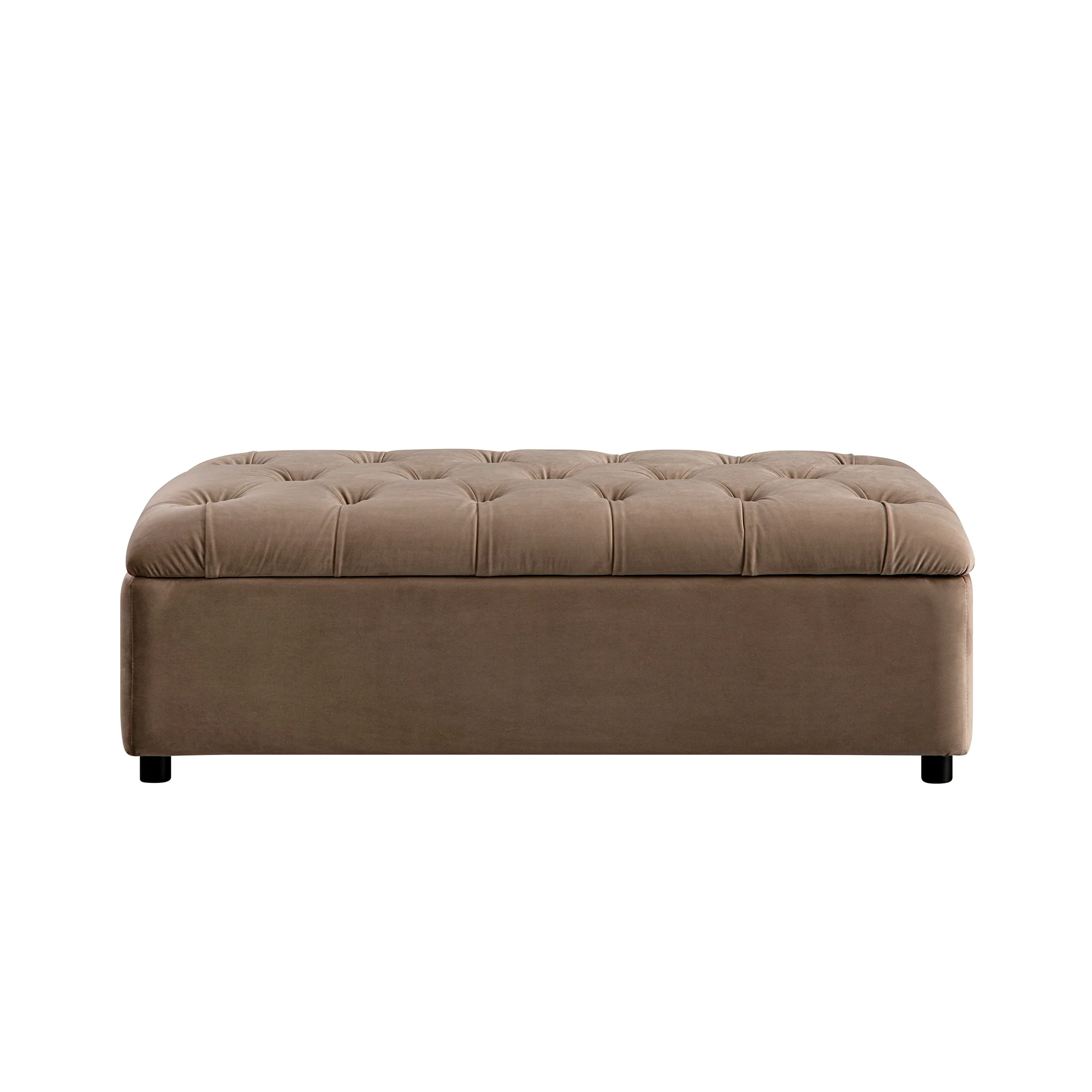 Portland Small Double Buttoned Fold-Out Bed in Ottoman, Mink Velvet - Image 9