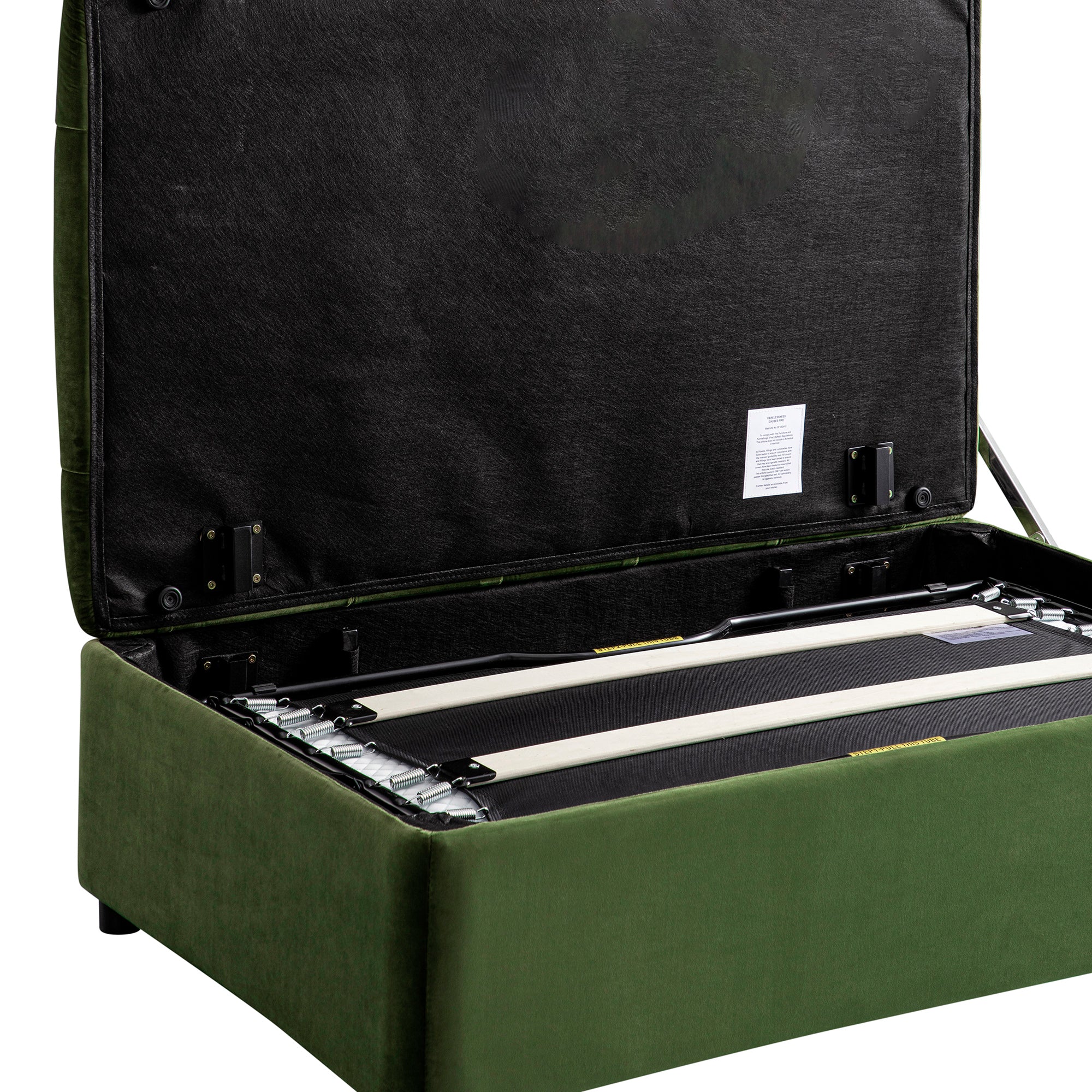 Portland Small Double Buttoned Fold-Out Bed in Ottoman, Moss Green Velvet - Image 18