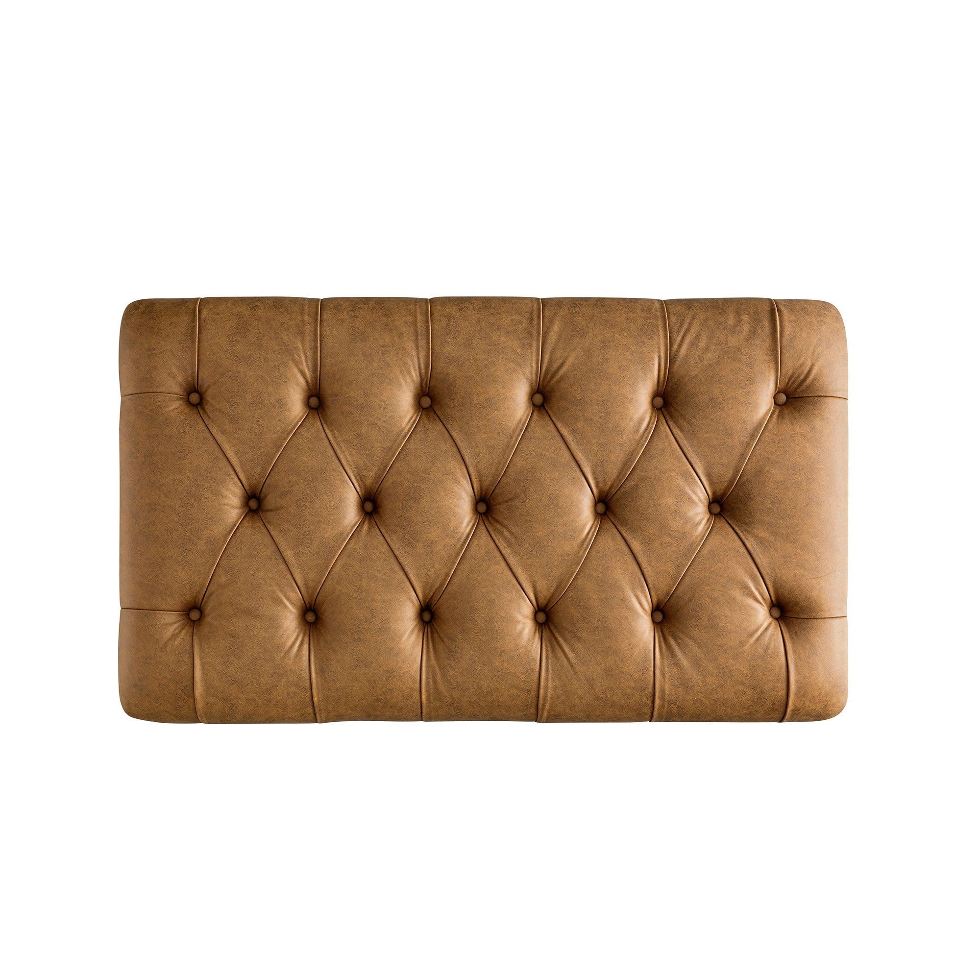 Portland Small Double Buttoned Fold-Out Bed in Ottoman, Tan Faux Suede - Image 16