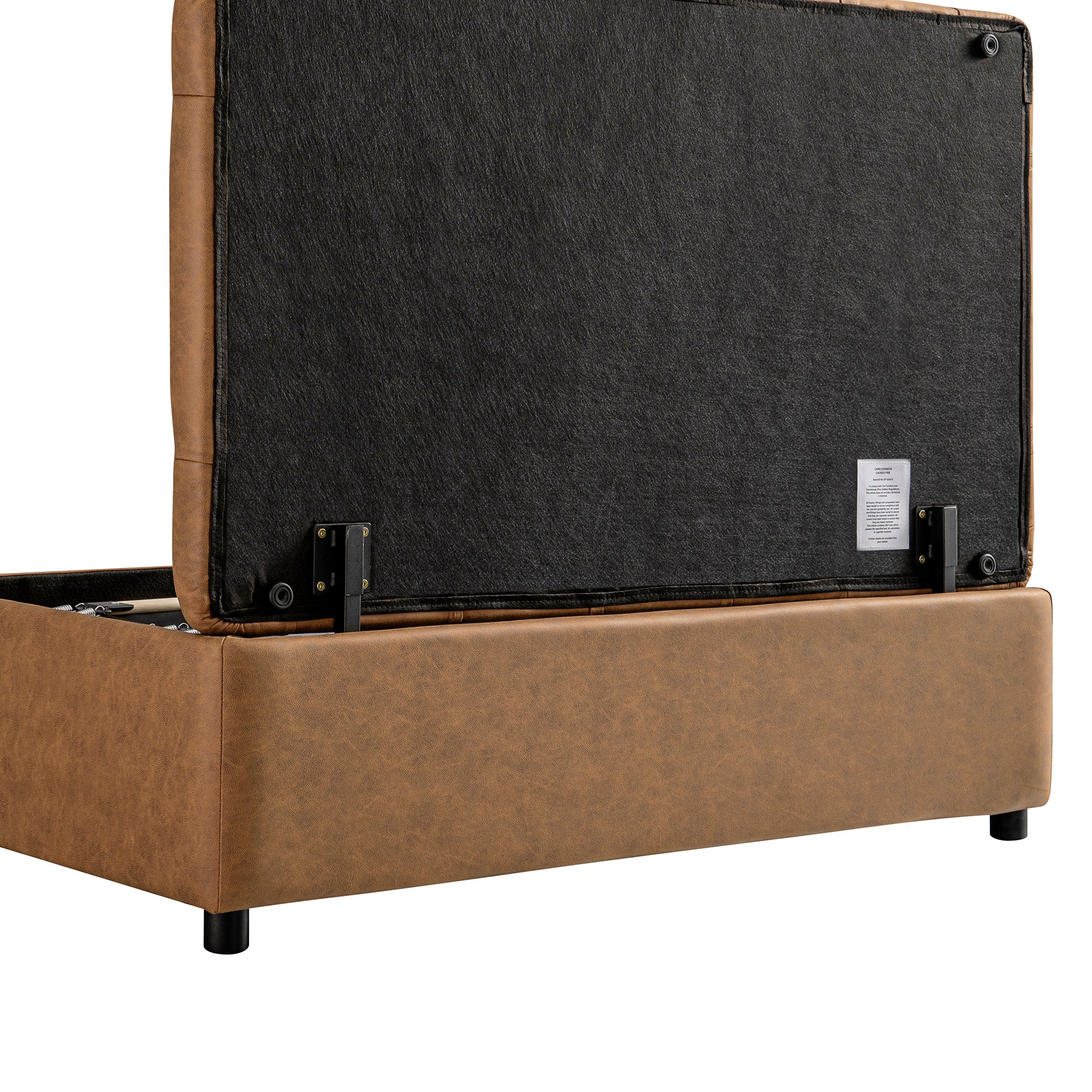 Portland Small Double Buttoned Fold-Out Bed in Ottoman, Tan Faux Suede - Image 22