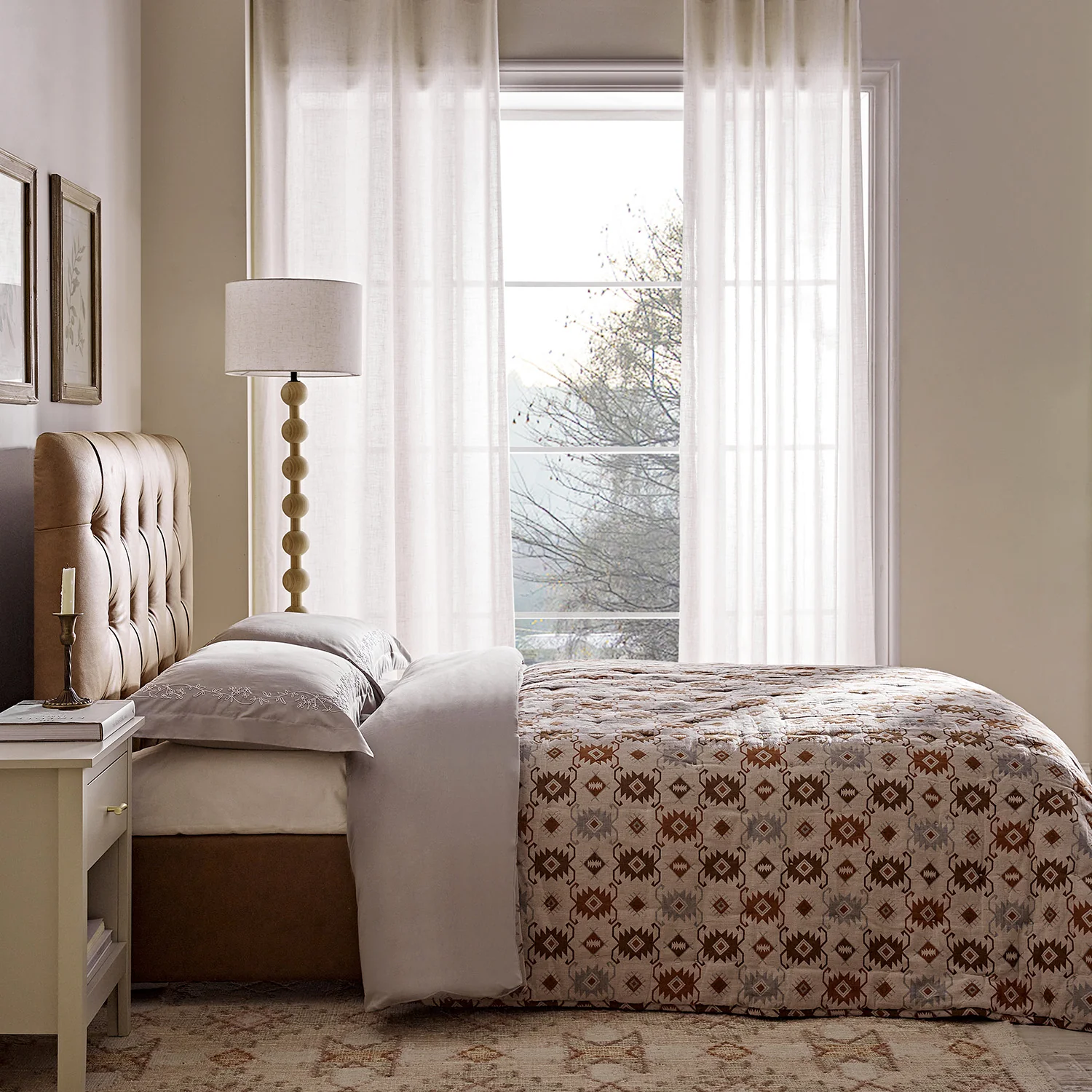 Portland Small Double Buttoned Fold-Out Bed in Ottoman, Tan Faux Suede - Image 6