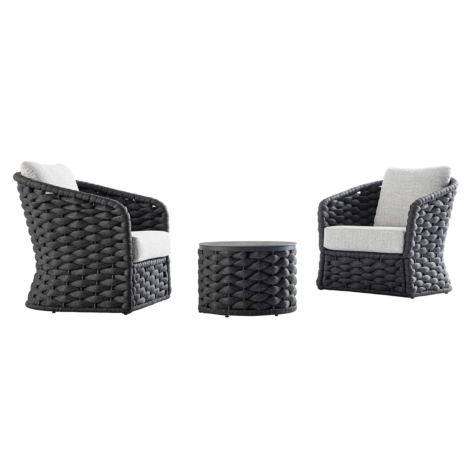 Positano Wide Rope Bistro Set, Grey - Image 12