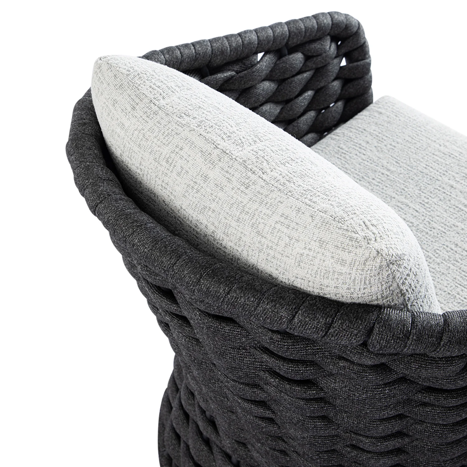 Positano Wide Rope Bistro Set, Grey - Image 16