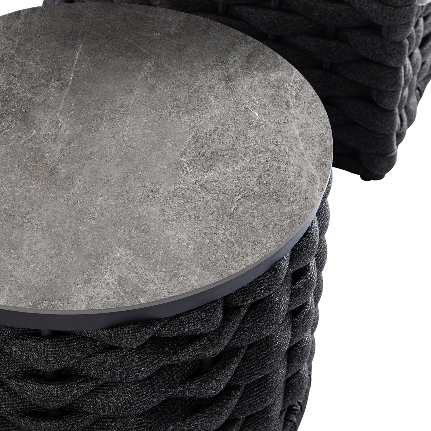 Positano Wide Rope Bistro Set, Grey - Image 18