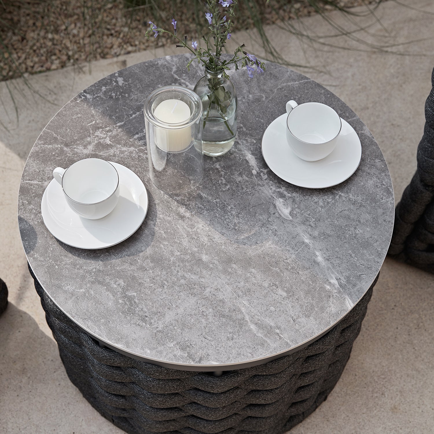 Positano Wide Rope Bistro Set, Grey - Image 4