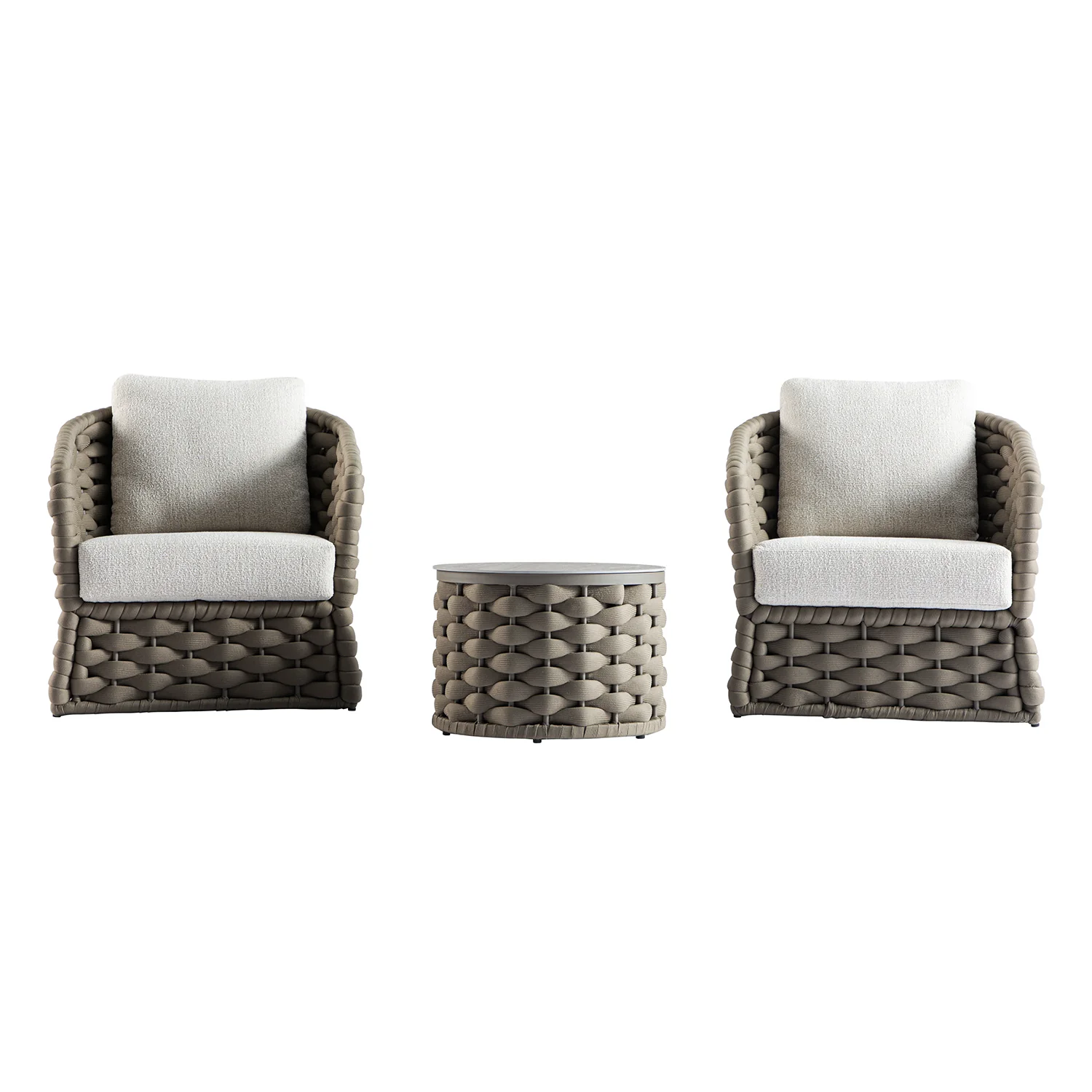 Positano Wide Rope Bistro Set, Taupe - Image 11