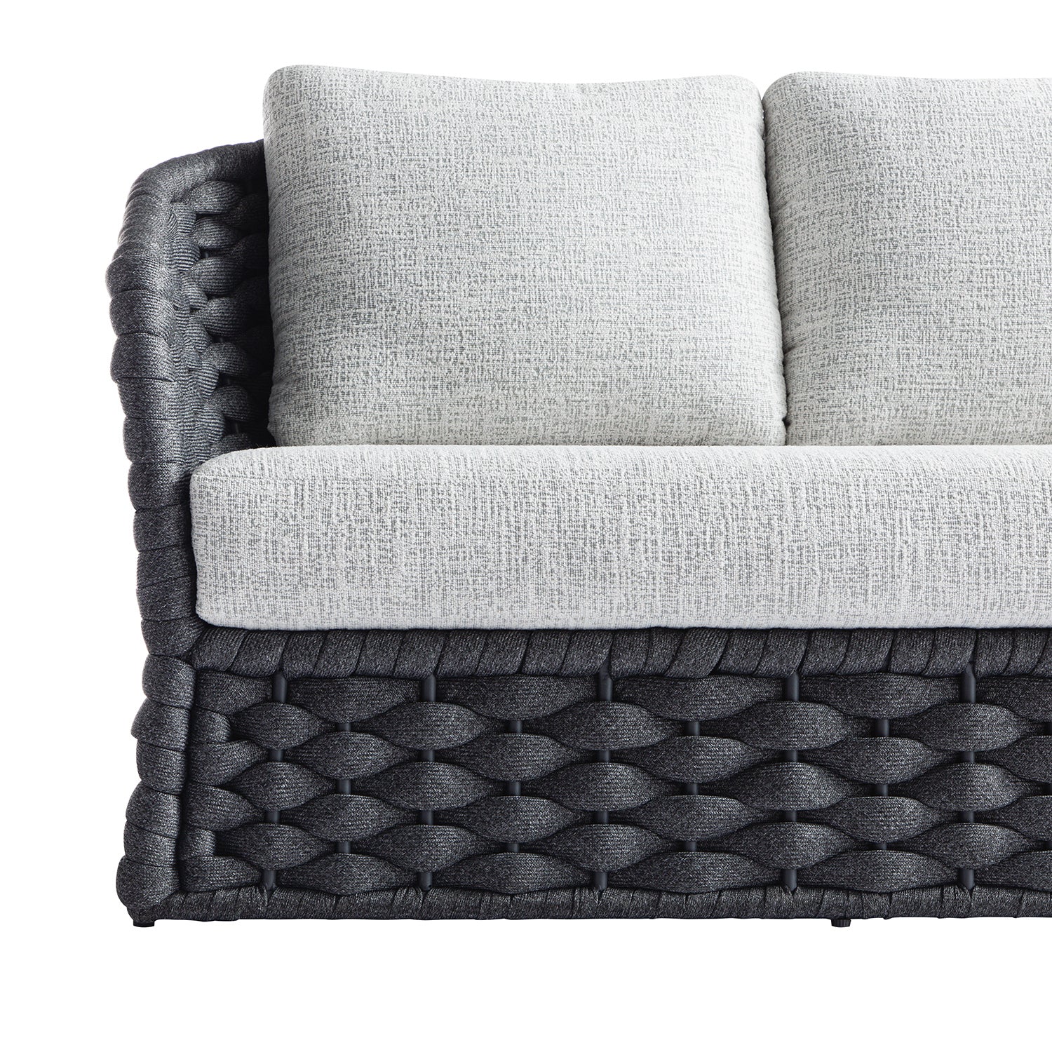 Positano Wide Rope Sofa Set with Nesting Coffee Tables, Grey - Image 10