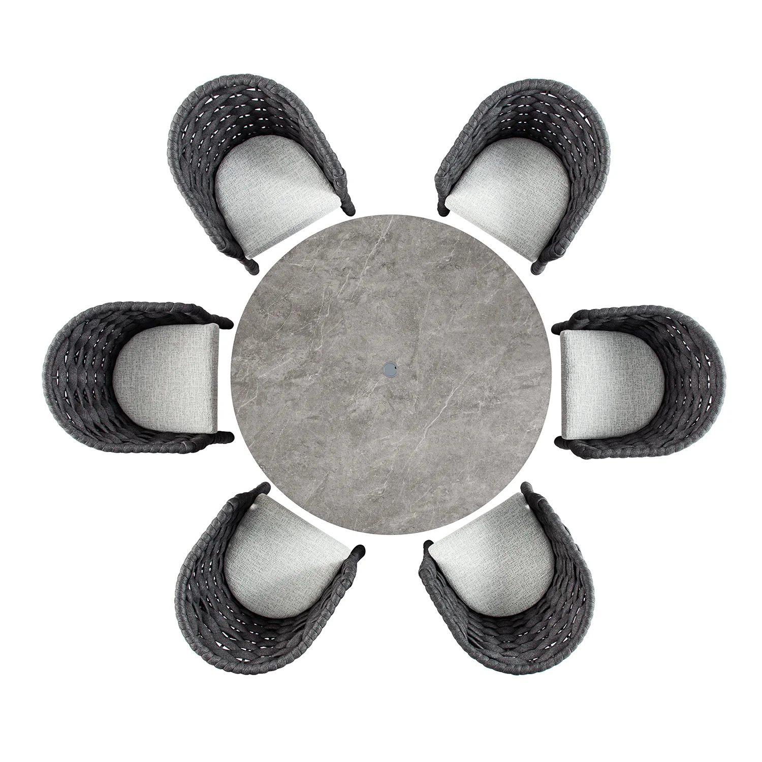 Positano Wide Rope 6-Seater Round Dining Set, Grey - Image 13