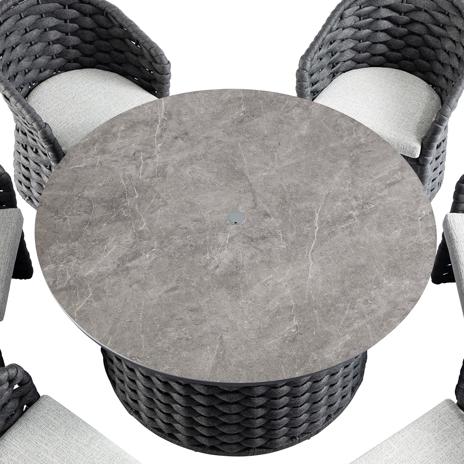 Positano Wide Rope 6-Seater Round Dining Set, Grey - Image 14