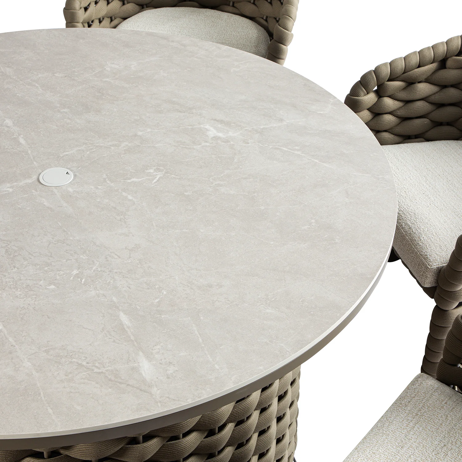 Positano Wide Rope 6-Seater Round Dining Set, Taupe - Image 14