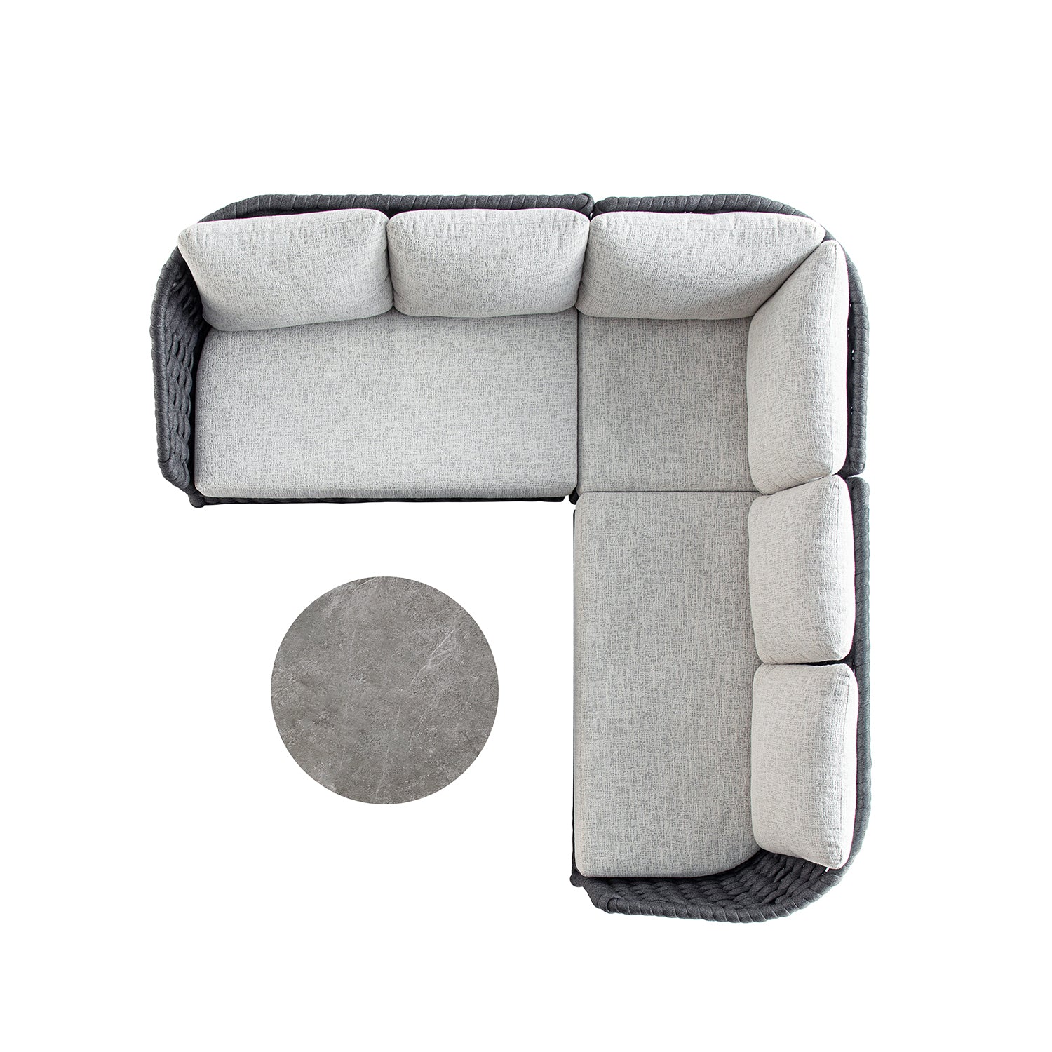 Positano Wide Rope Corner Sofa Set, Grey - Image 4