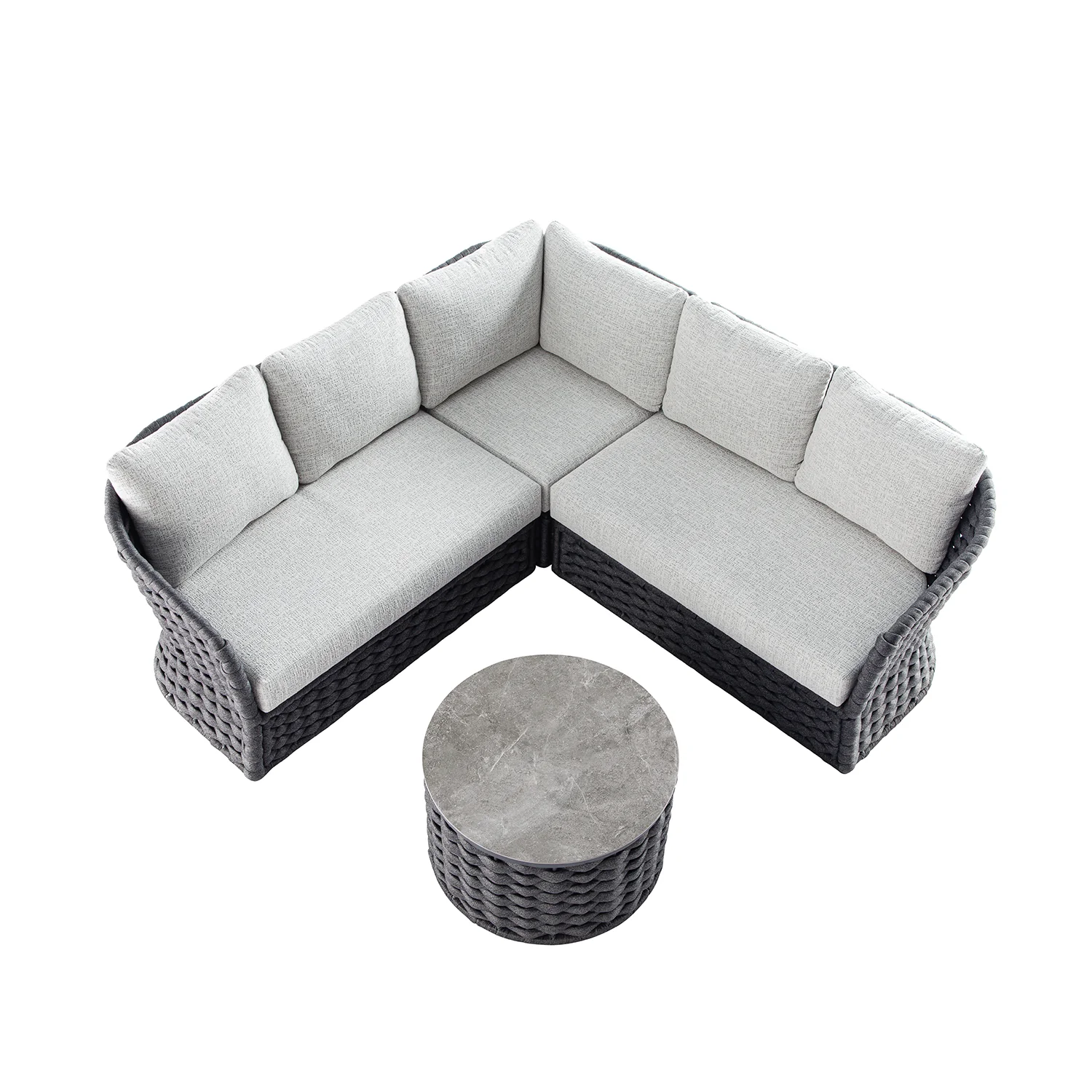 Positano Wide Rope Corner Sofa Set, Grey - Image 5