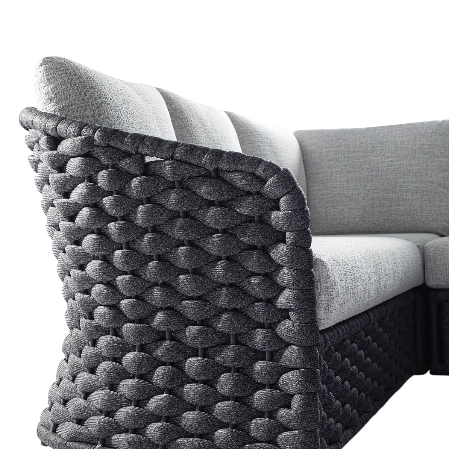 Positano Wide Rope Corner Sofa Set, Grey - Image 7
