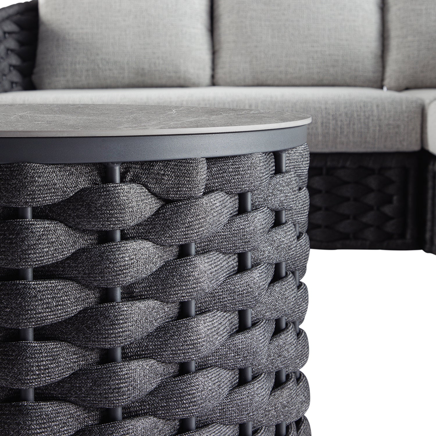 Positano Wide Rope Corner Sofa Set, Grey - Image 8