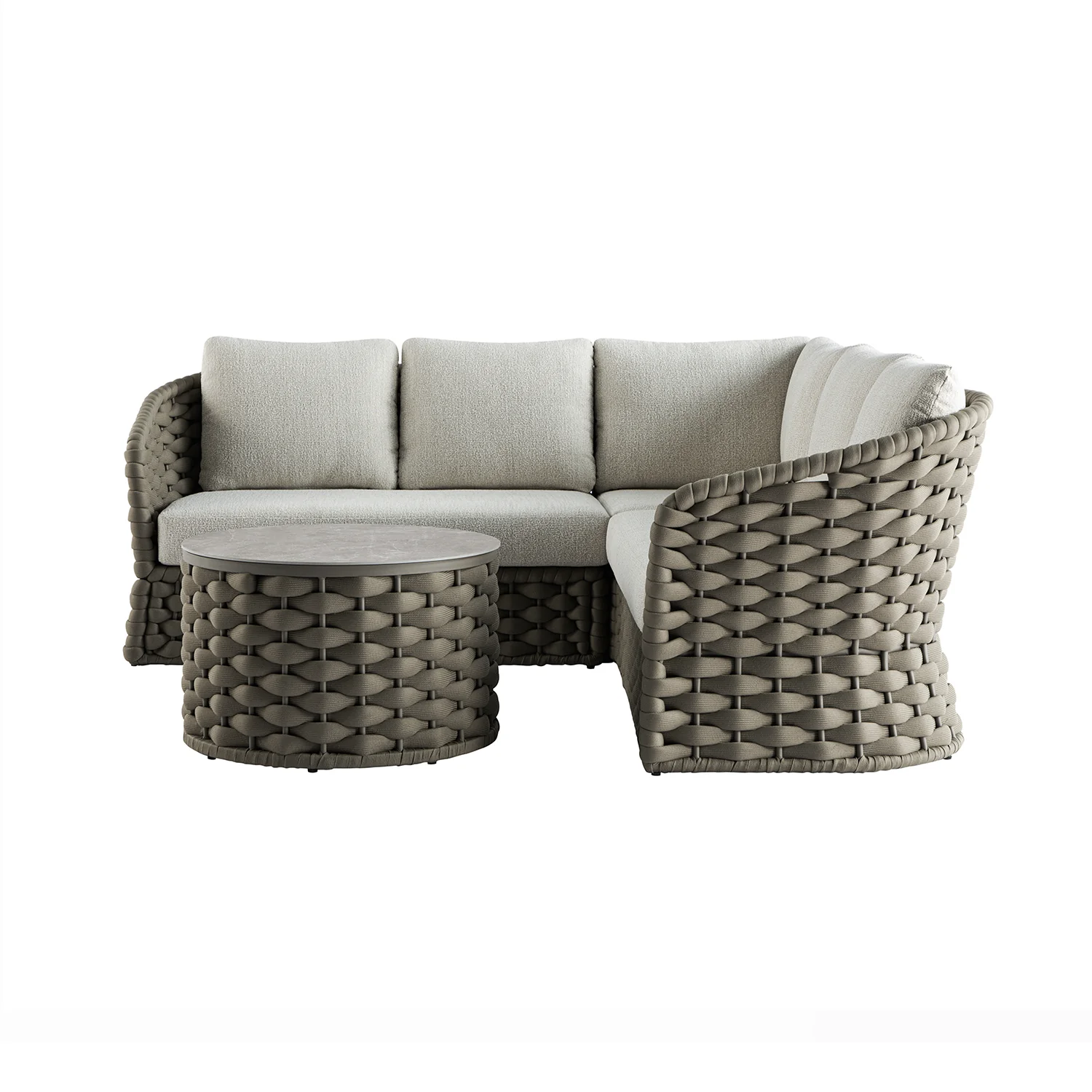 Positano Wide Rope Corner Sofa Set, Taupe - Image 2