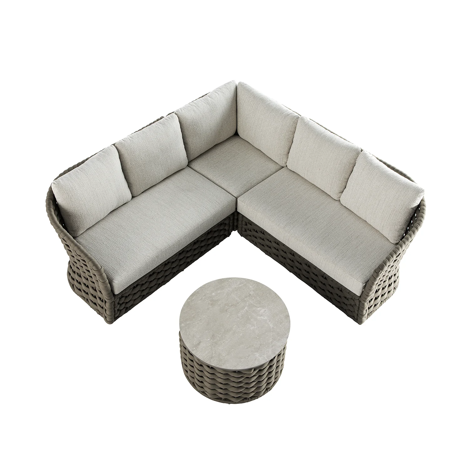 Positano Wide Rope Corner Sofa Set, Taupe - Image 4