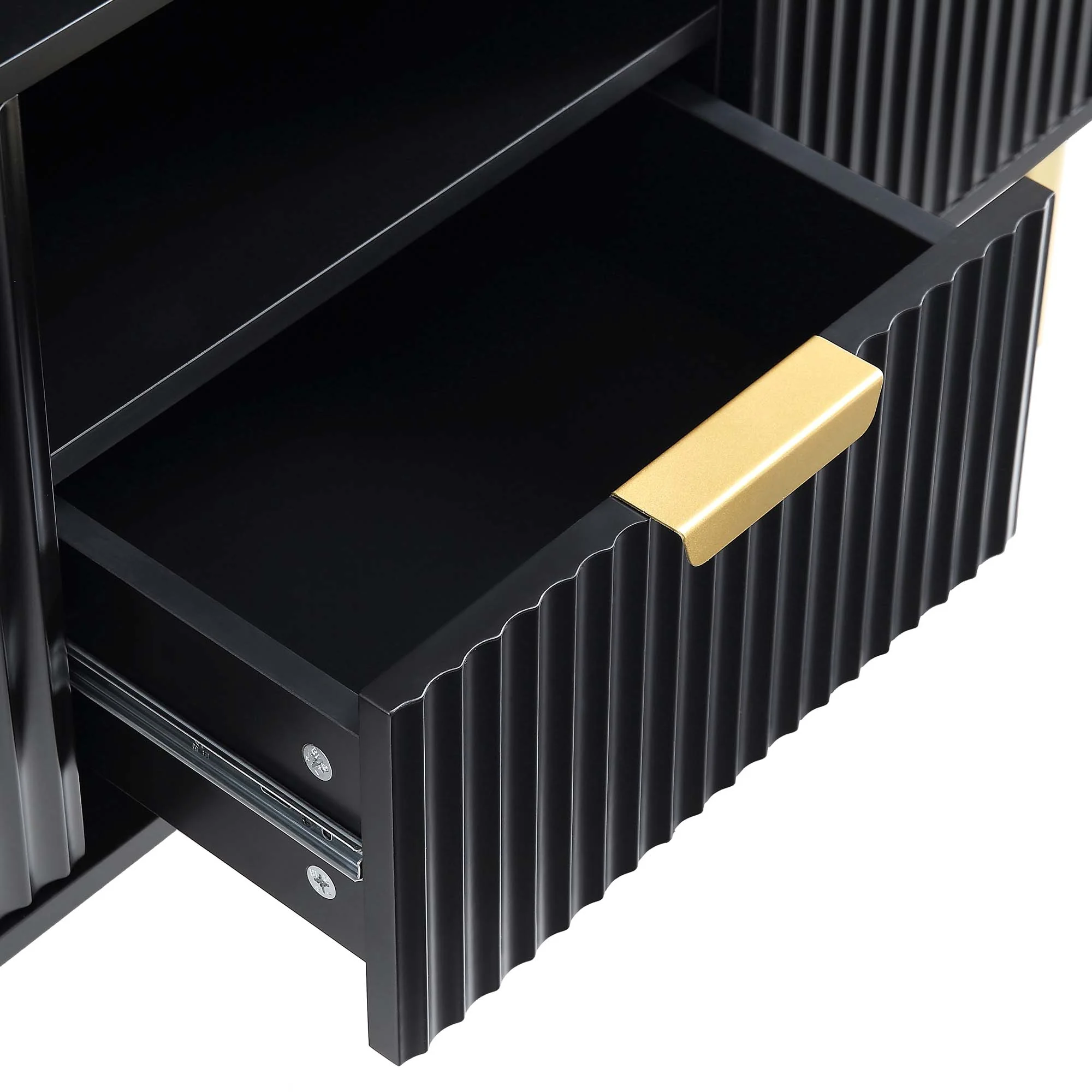 Richmond Ridged 120cm Wide TV Media Unit, Matte Black - Image 11