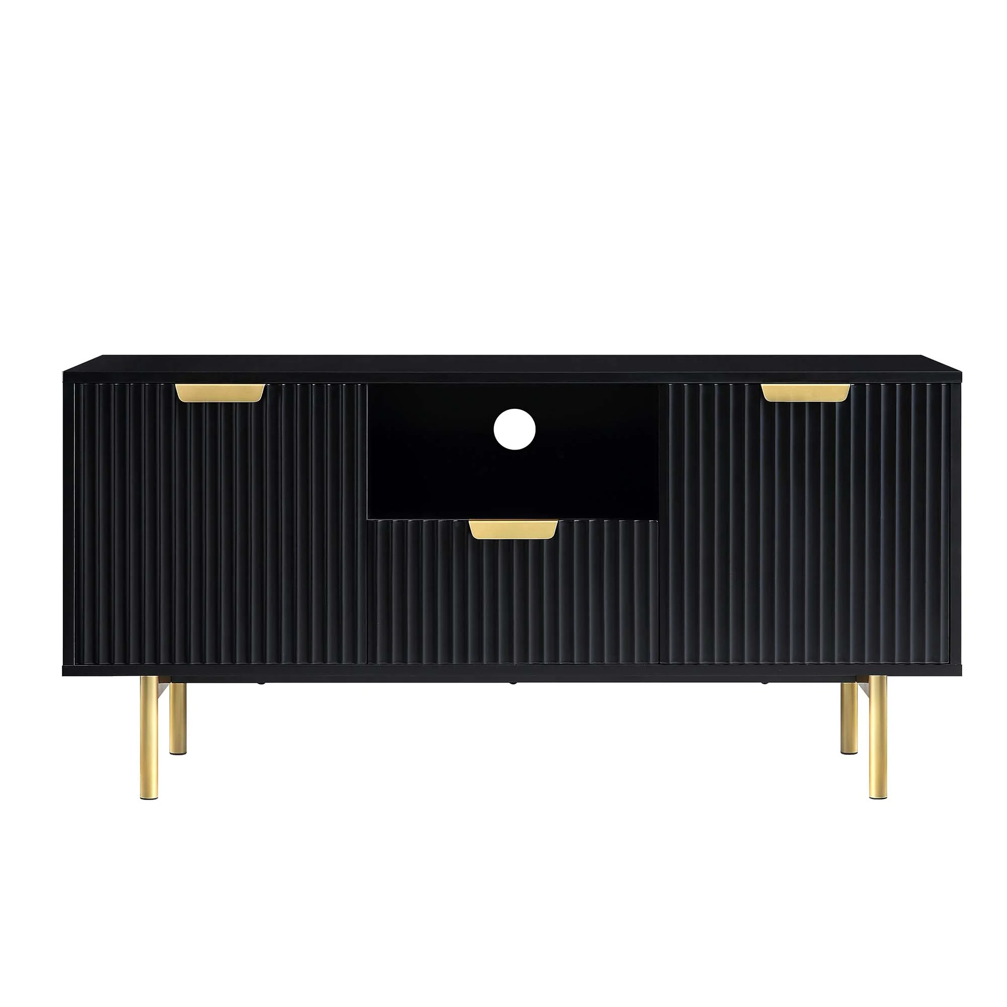 Richmond Ridged 120cm Wide TV Media Unit, Matte Black - Image 3