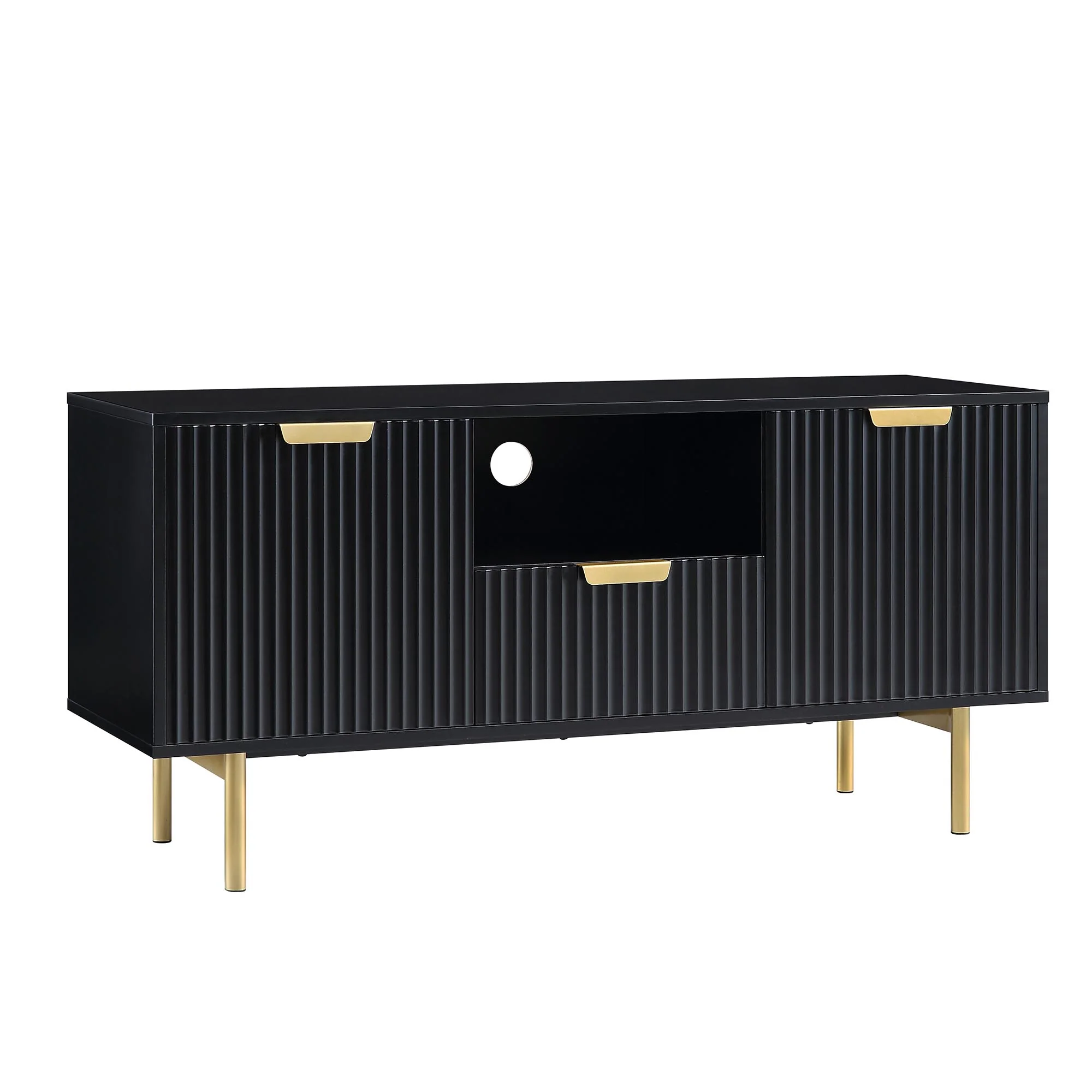 Richmond Ridged 120cm Wide TV Media Unit, Matte Black - Image 4