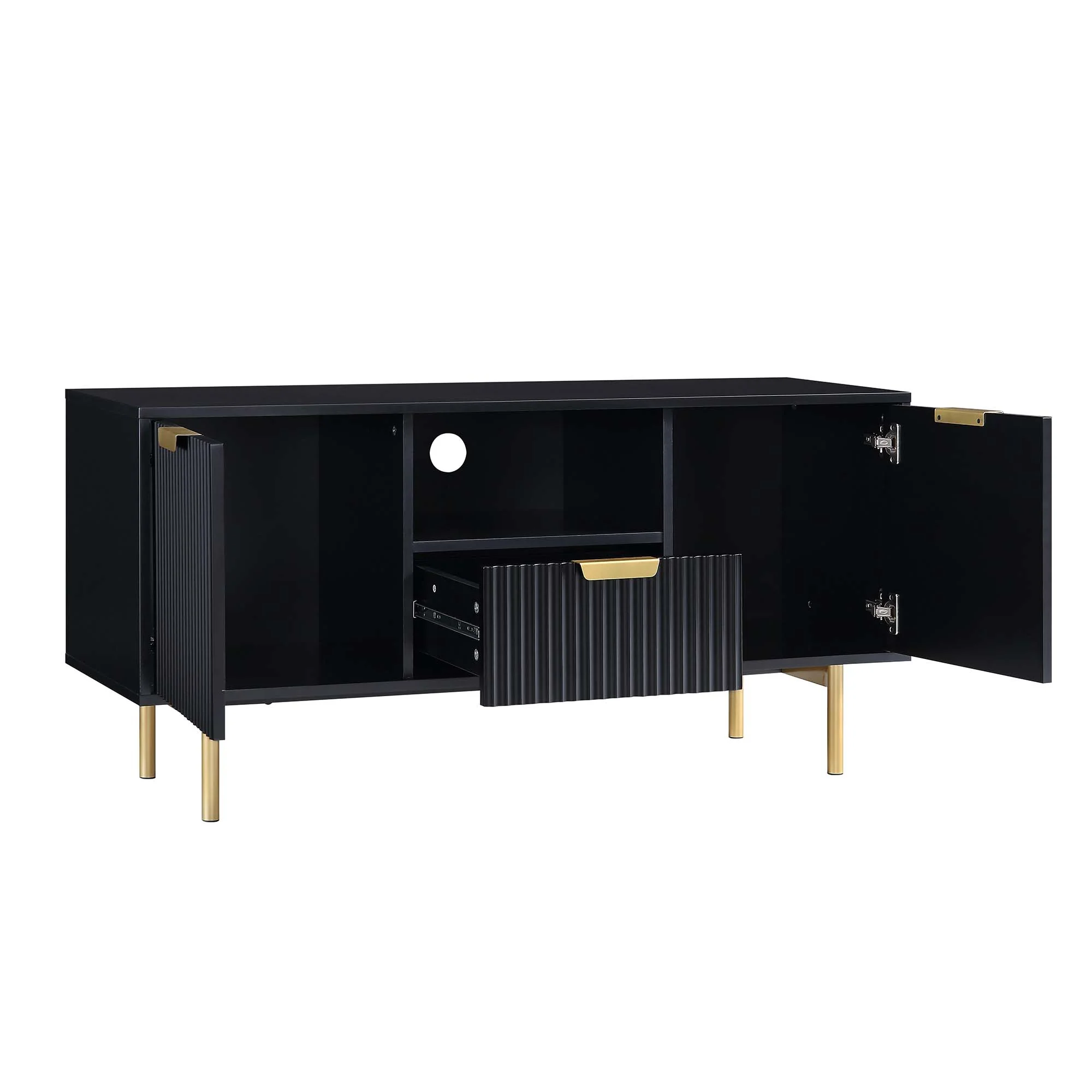 Richmond Ridged 120cm Wide TV Media Unit, Matte Black - Image 6