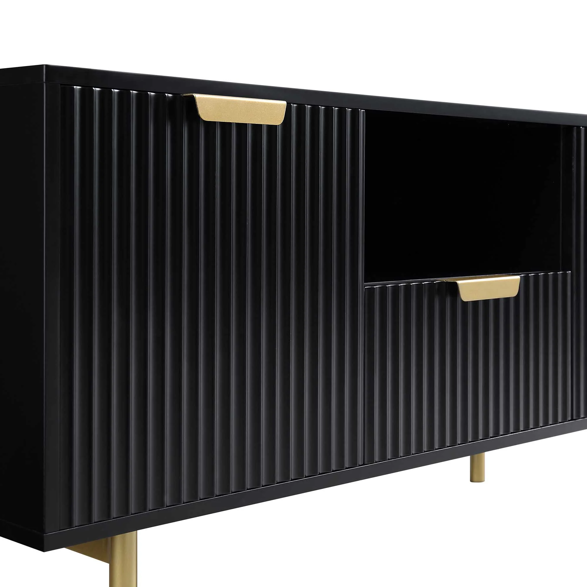 Richmond Ridged 120cm Wide TV Media Unit, Matte Black - Image 9