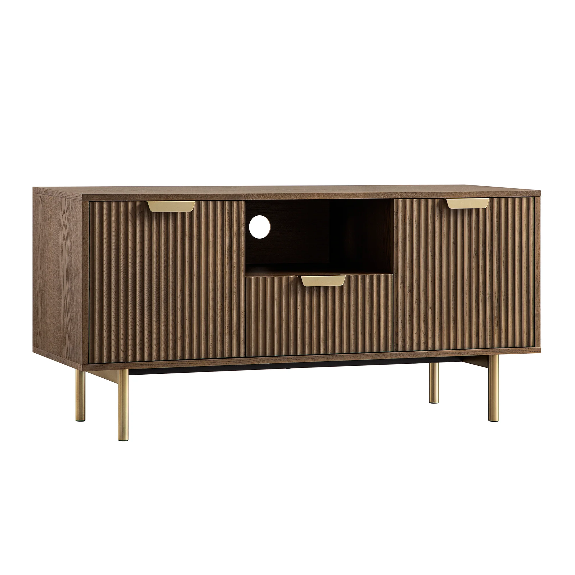 Richmond Ridged 120cm Wide TV Media Unit, Dark Ash - Image 2