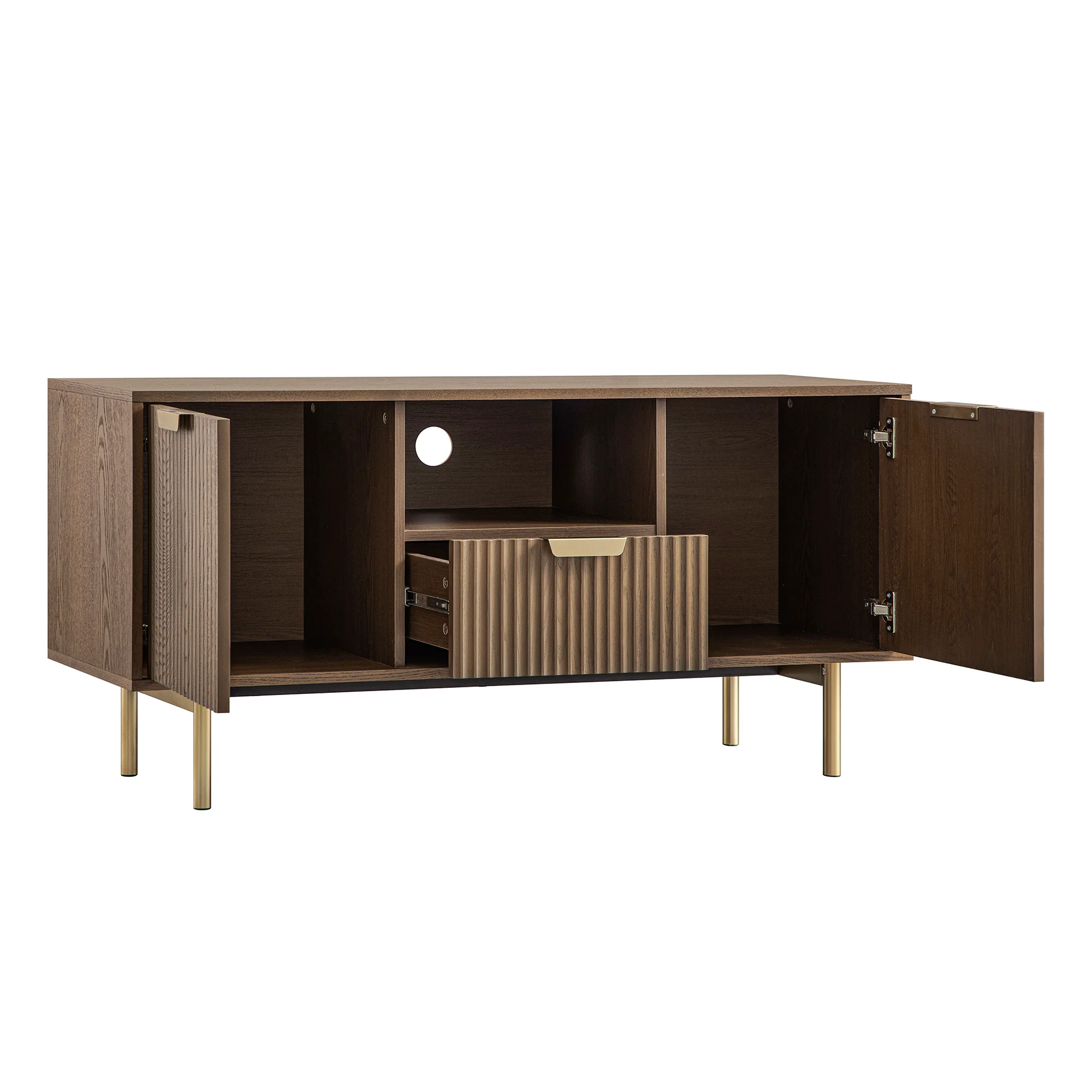 Richmond Ridged 120cm Wide TV Media Unit, Dark Ash - Image 4