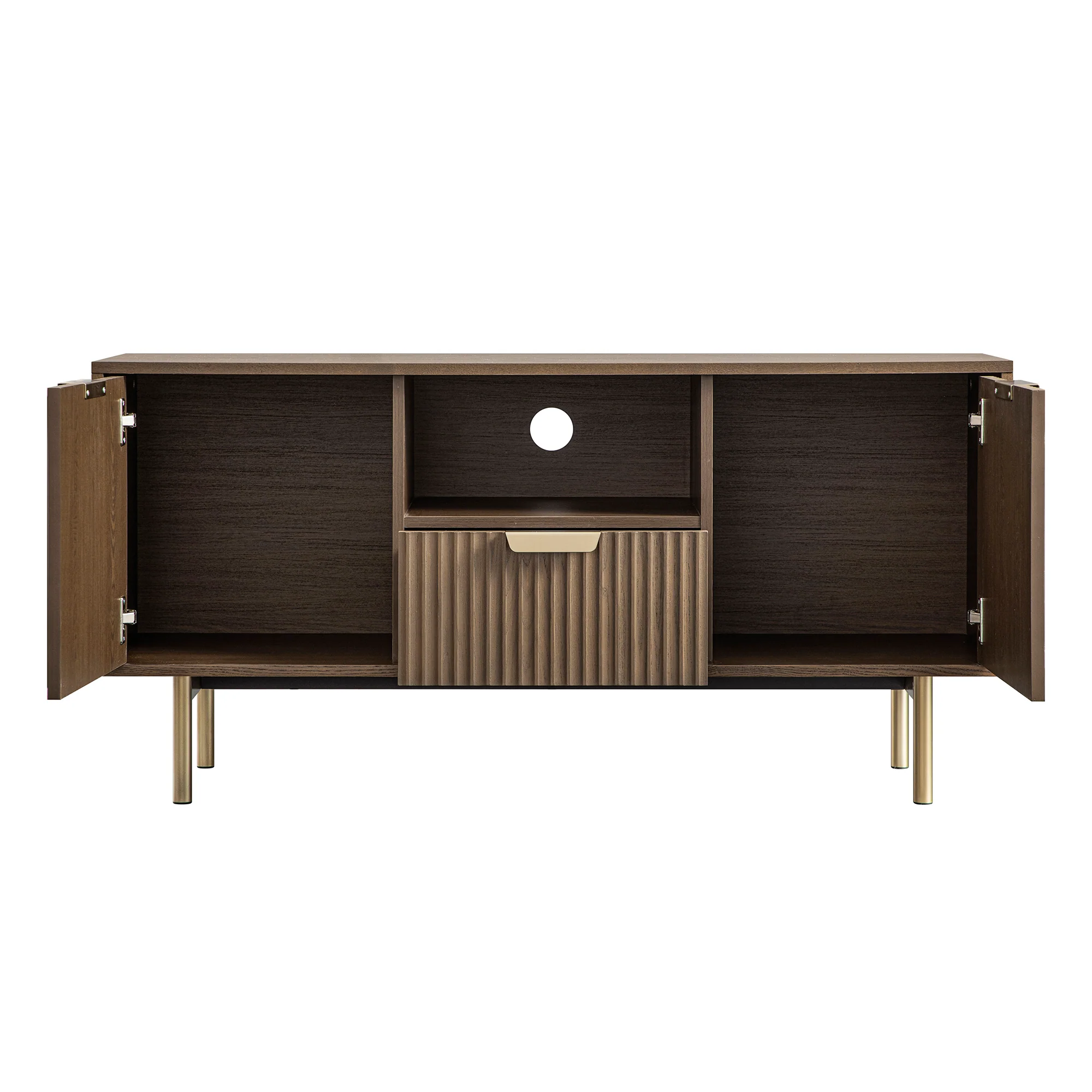 Richmond Ridged 120cm Wide TV Media Unit, Dark Ash - Image 5