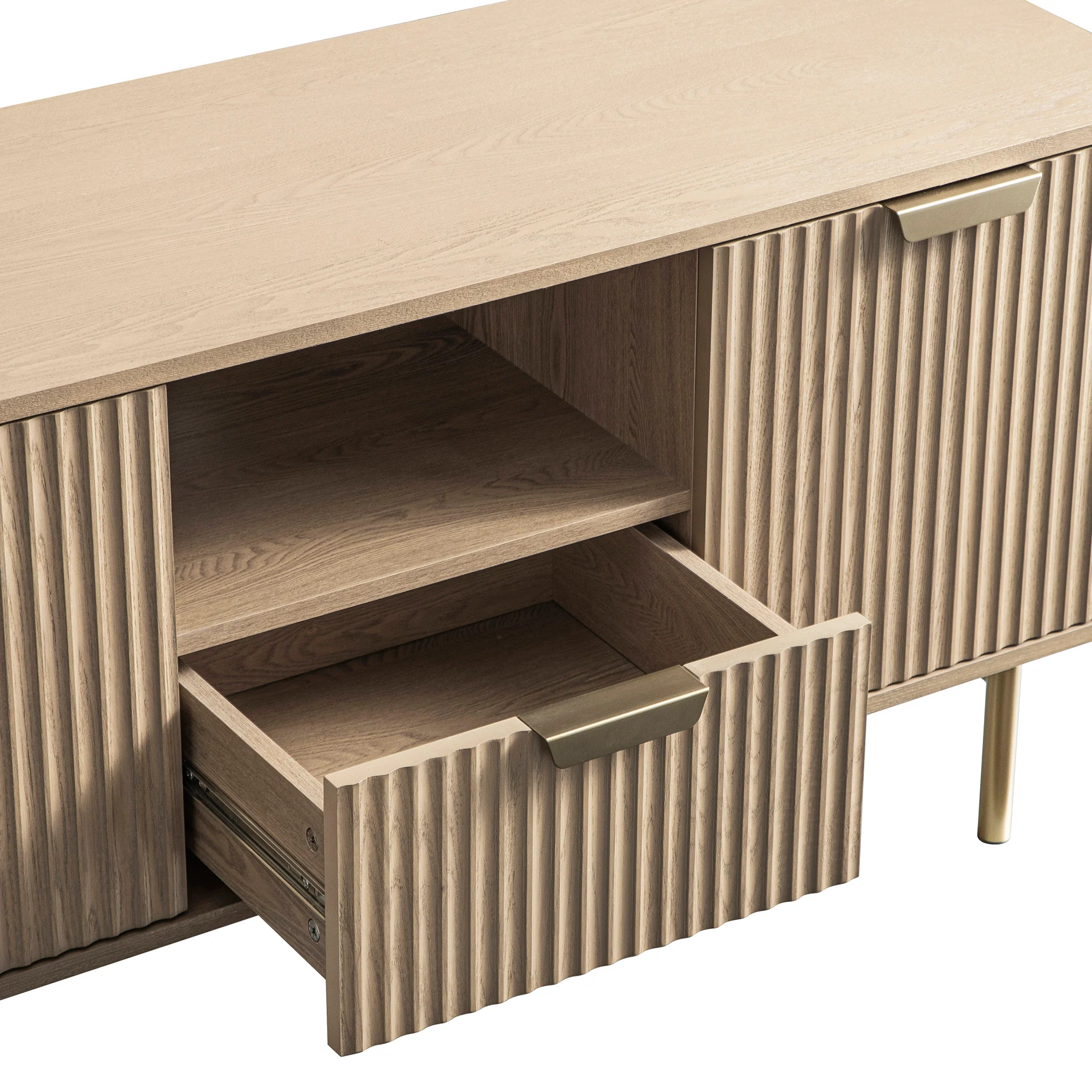 Richmond Ridged 120cm Wide TV Media Unit, Light Ash - Image 14