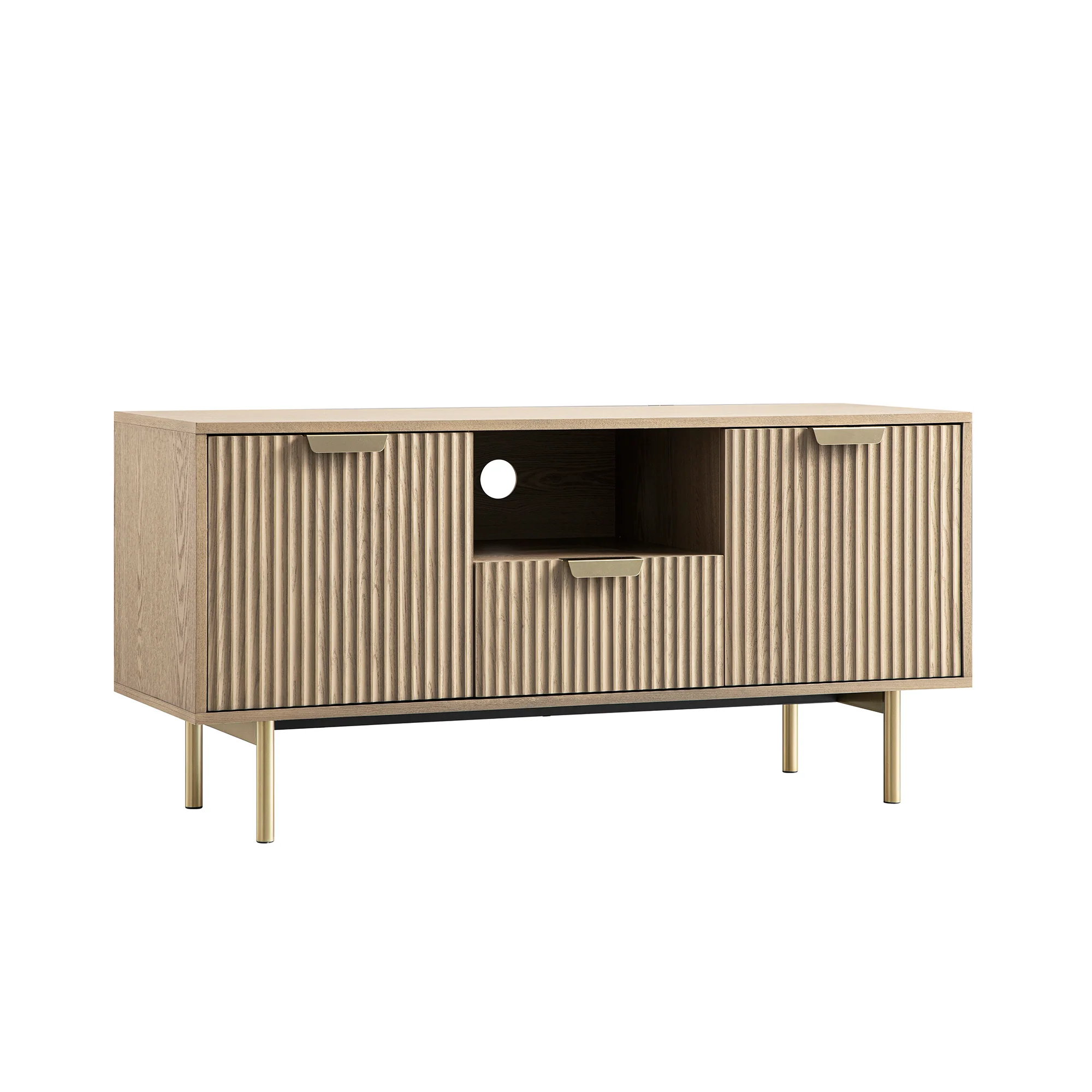 Richmond Ridged 120cm Wide TV Media Unit, Light Ash - Image 8
